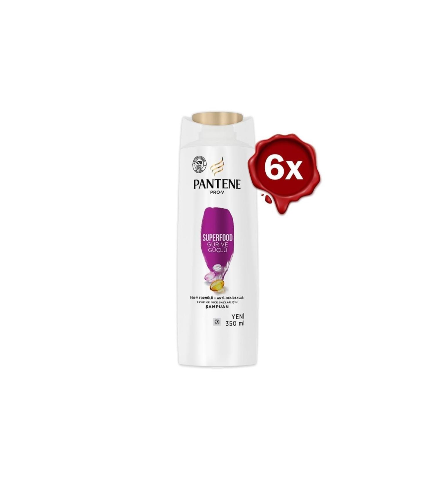 Pantene Shampoo Pro-v Superfood Lush and Shiny 350 ml X 6