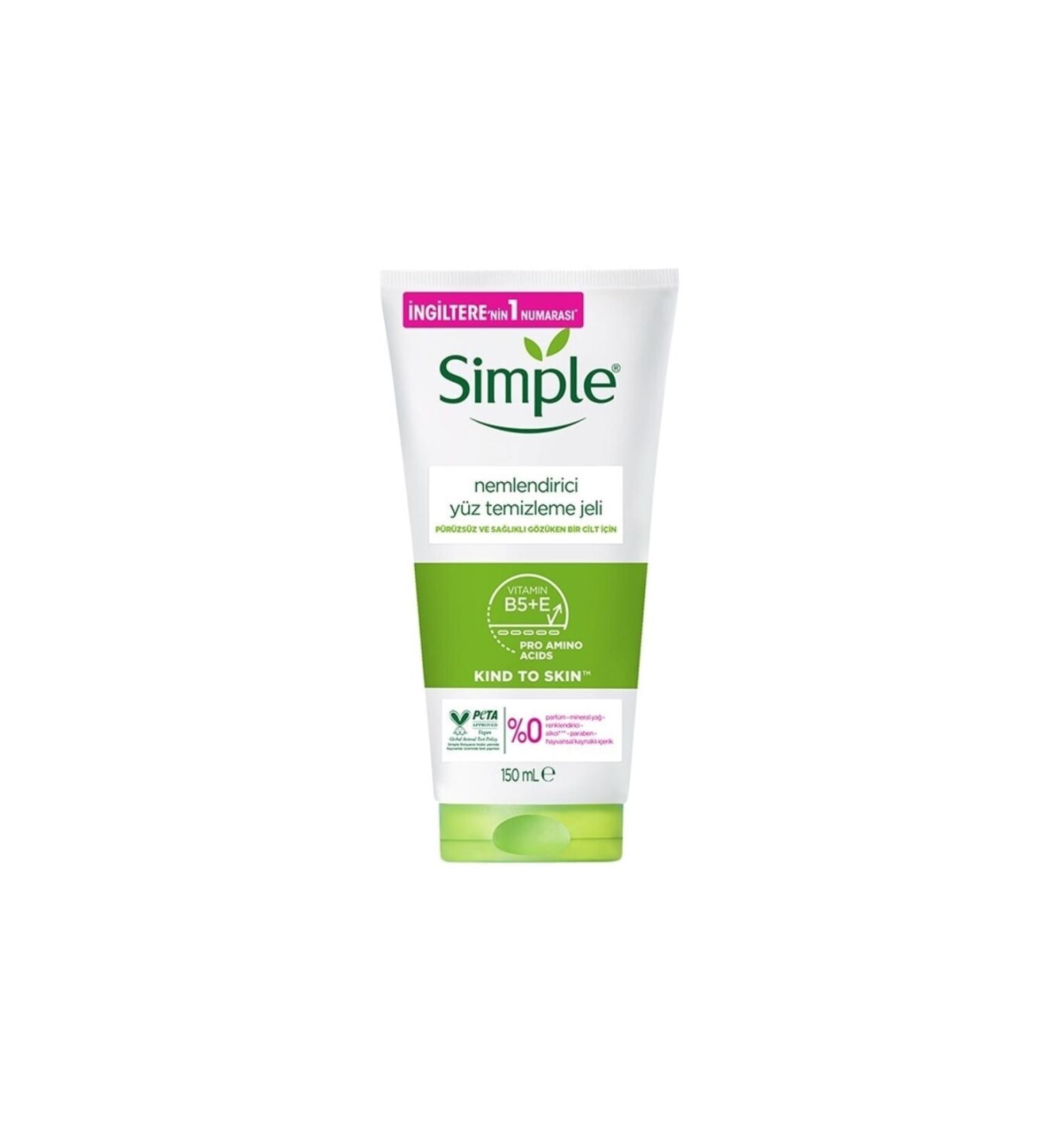 Simple Kind To Skin Moisturizing Facial Cleansing Gel B5 Vitamin E Smooth And Healthy Skin 150 ml - Buy Online on GoSupps.com