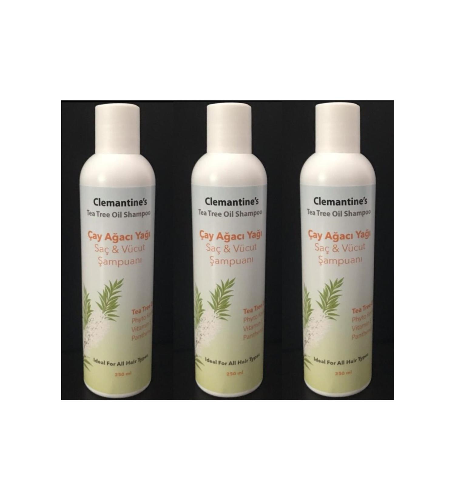 Clemantine Tea Tree Oil Hair and Body Shampoo 3 X 250 ml
