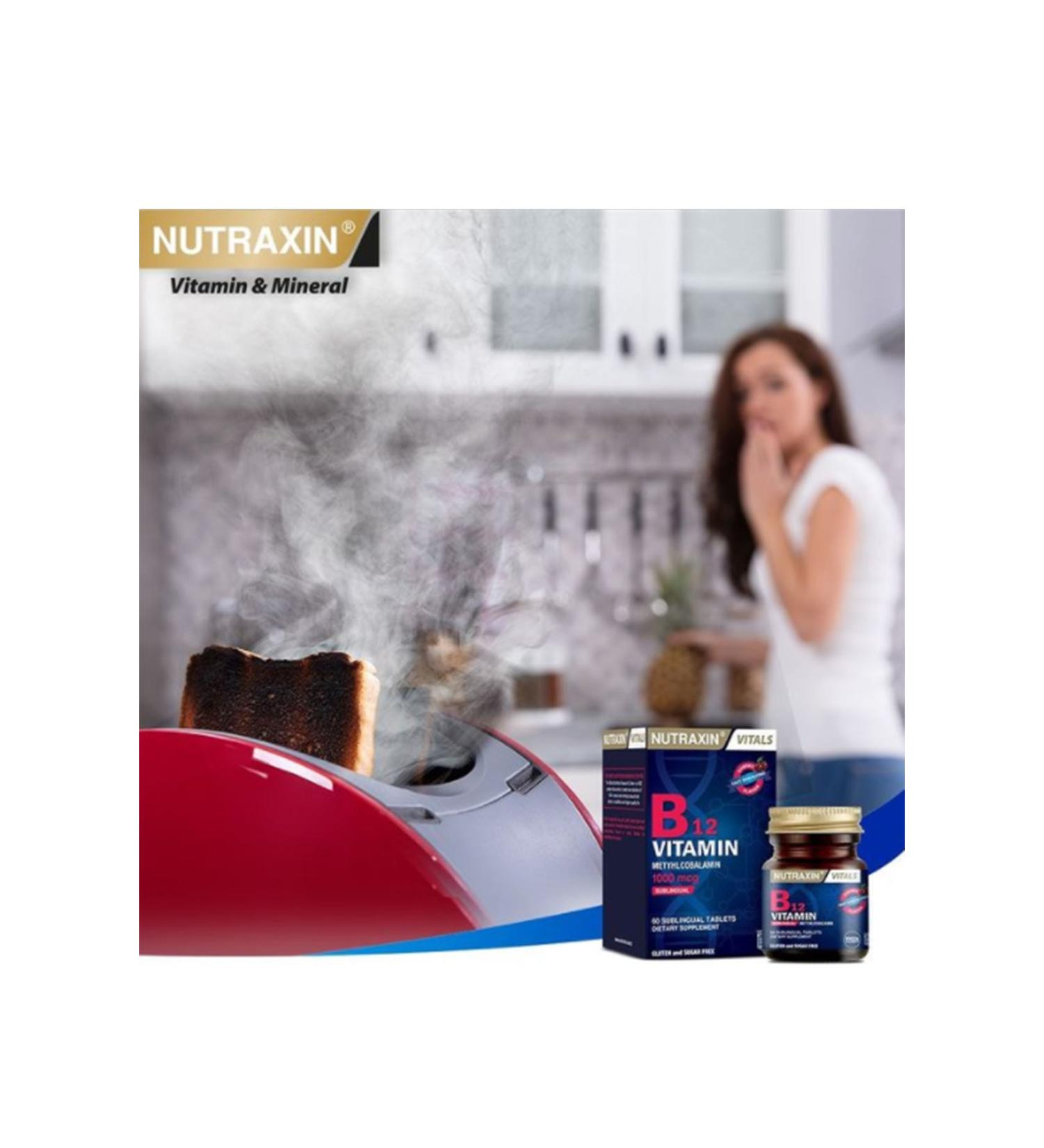 Nutraxin Vitamin B12 1000 Mcg 60 Tablets Helps Prevent Fatigue and Exhaustion - Buy Online on GoSupps.com