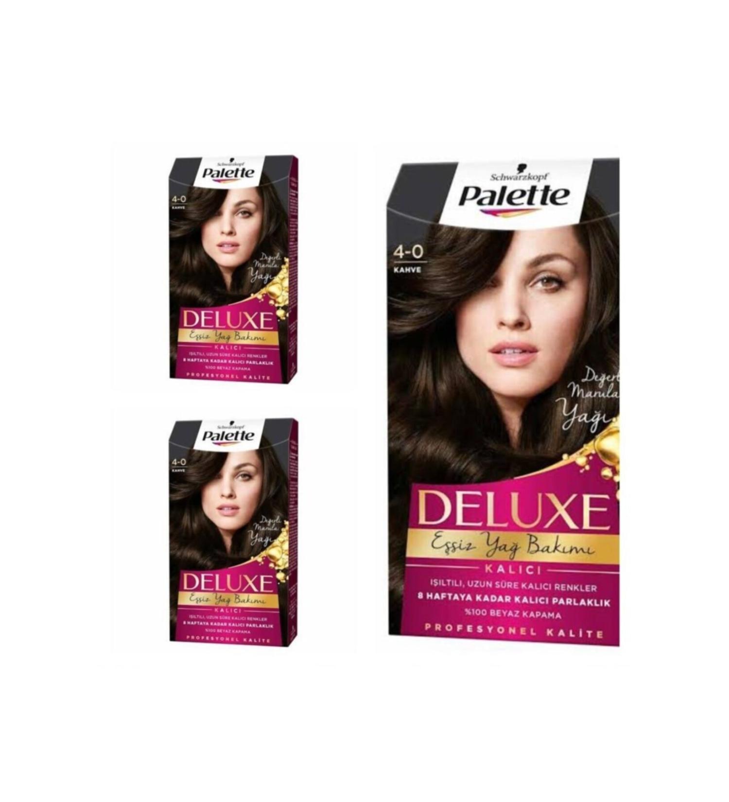 Palette Deluxe Hair Dye 4-0 Brown 3 Pieces