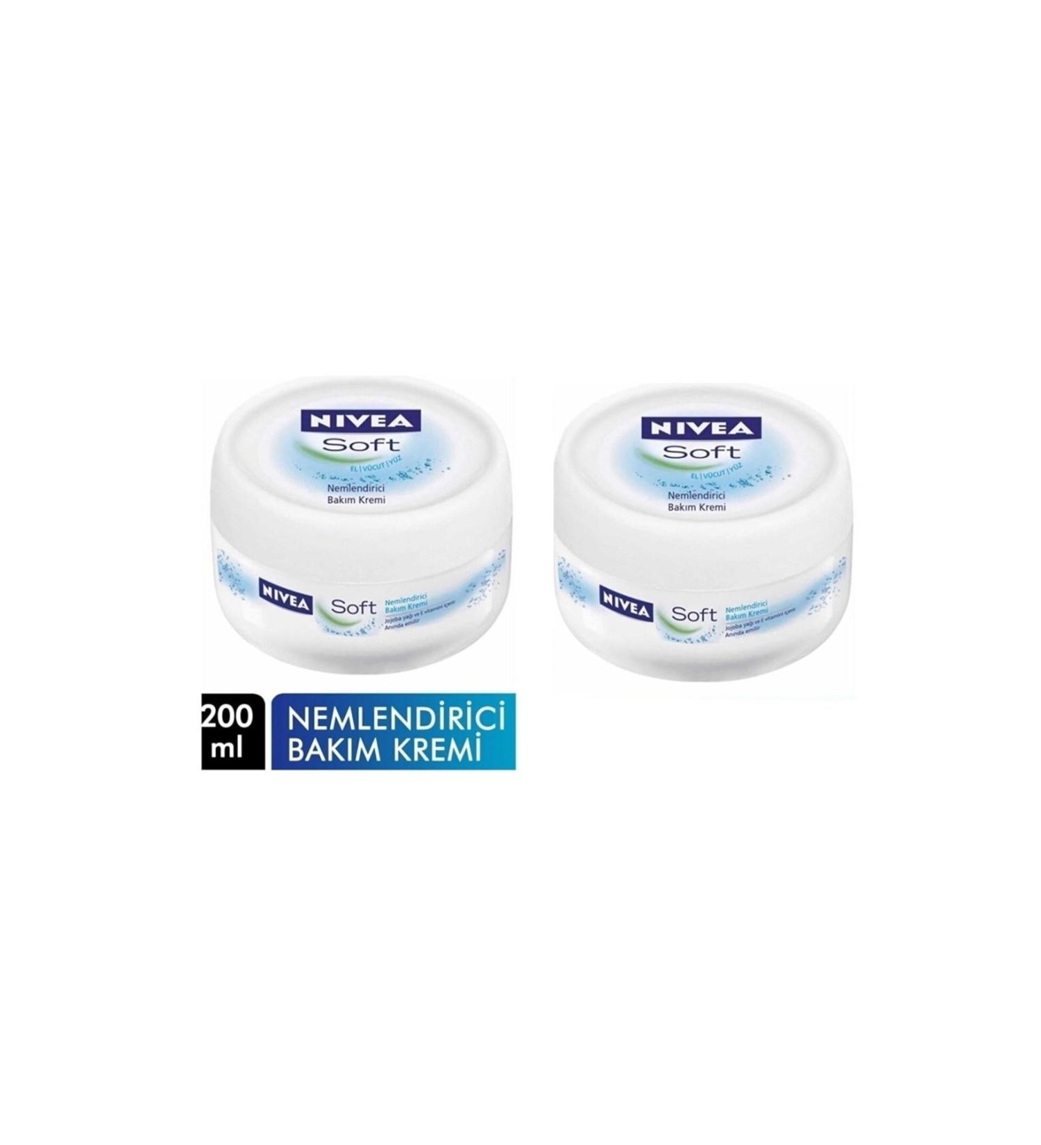 NIVEA Soft Cream 200 Ml Moisturizing Care Face Cream 4005808890507 (2 Pieces)