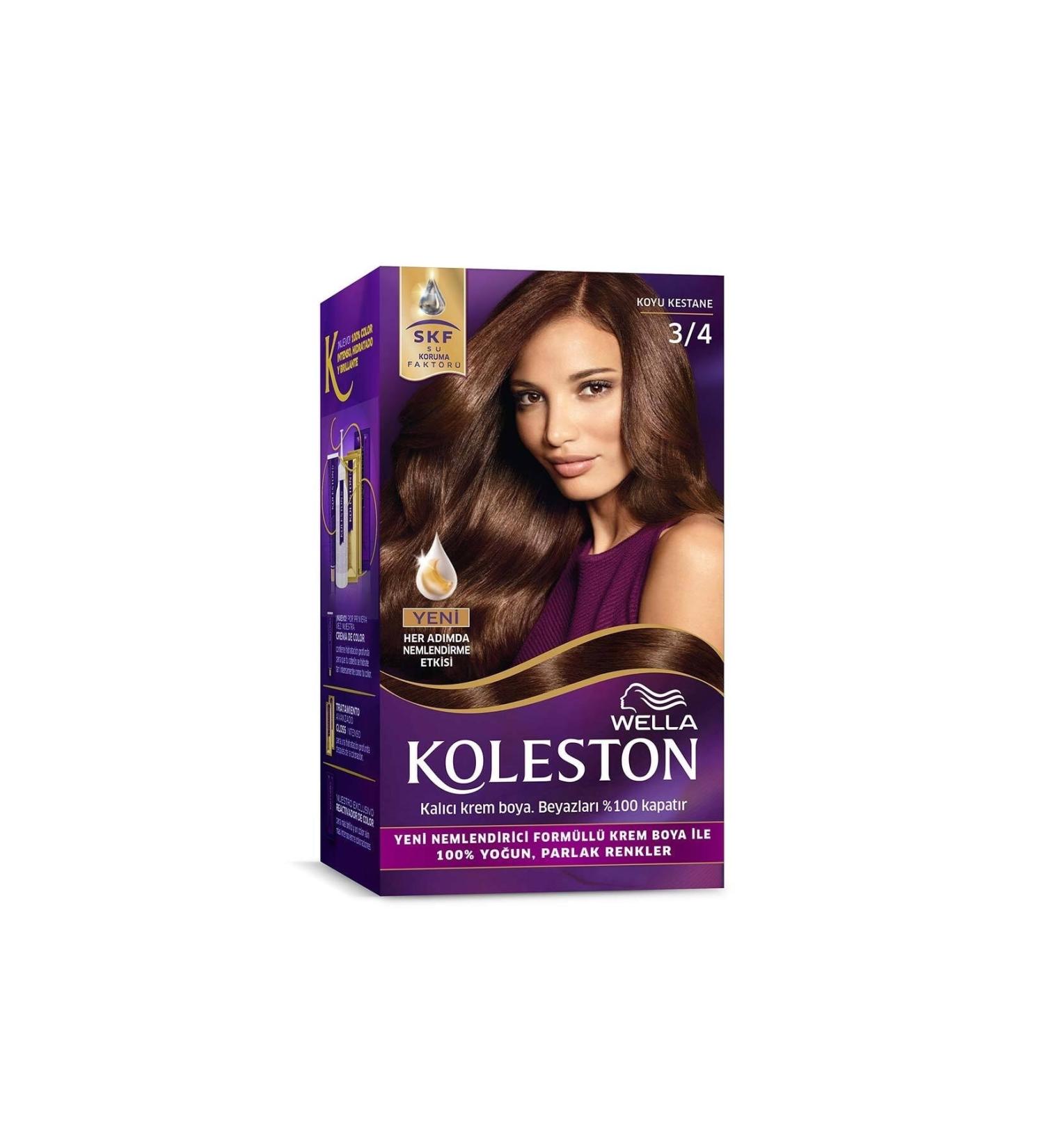 Wella Koleston Kit Hair Dye 3/4 Dark Chestnut - Buy Online on GoSupps.com