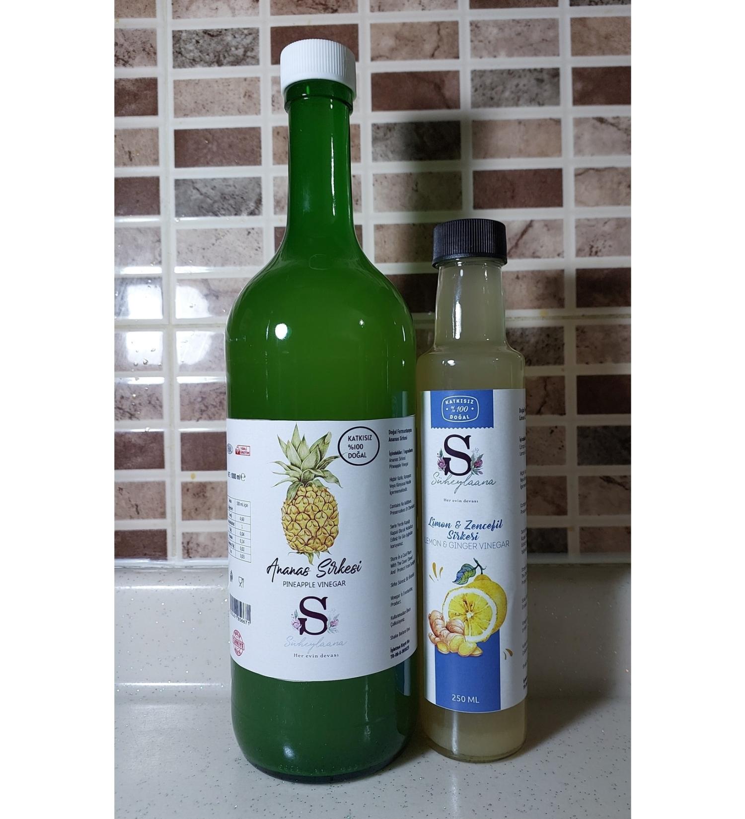 Suheylaana Natural Pineapple Vinegar 1000 Ml and Lemon & Ginger Vinegar 250 Grams