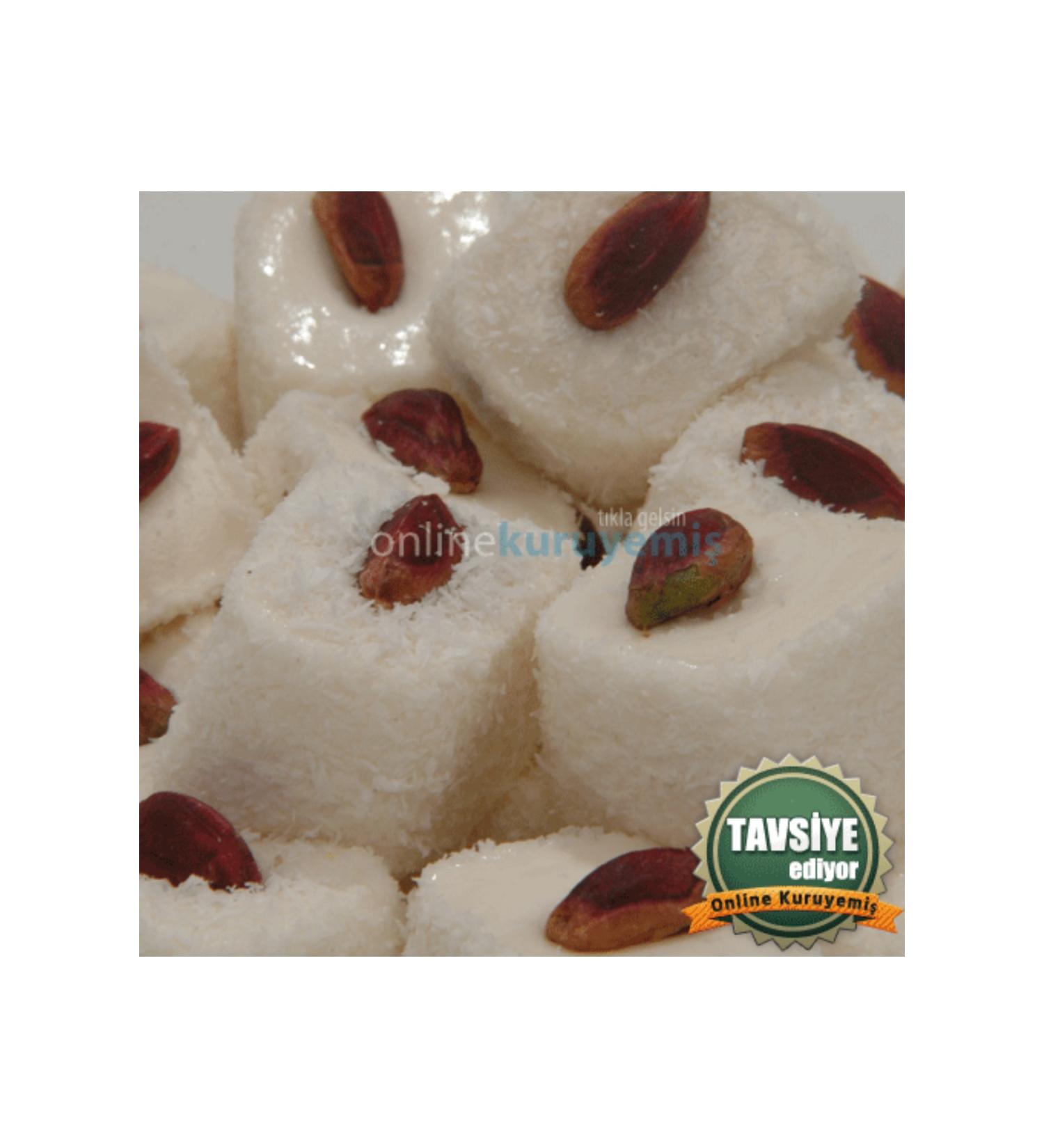 Online dried nuts White Turkish Delight with Pistachio 1000 Gr