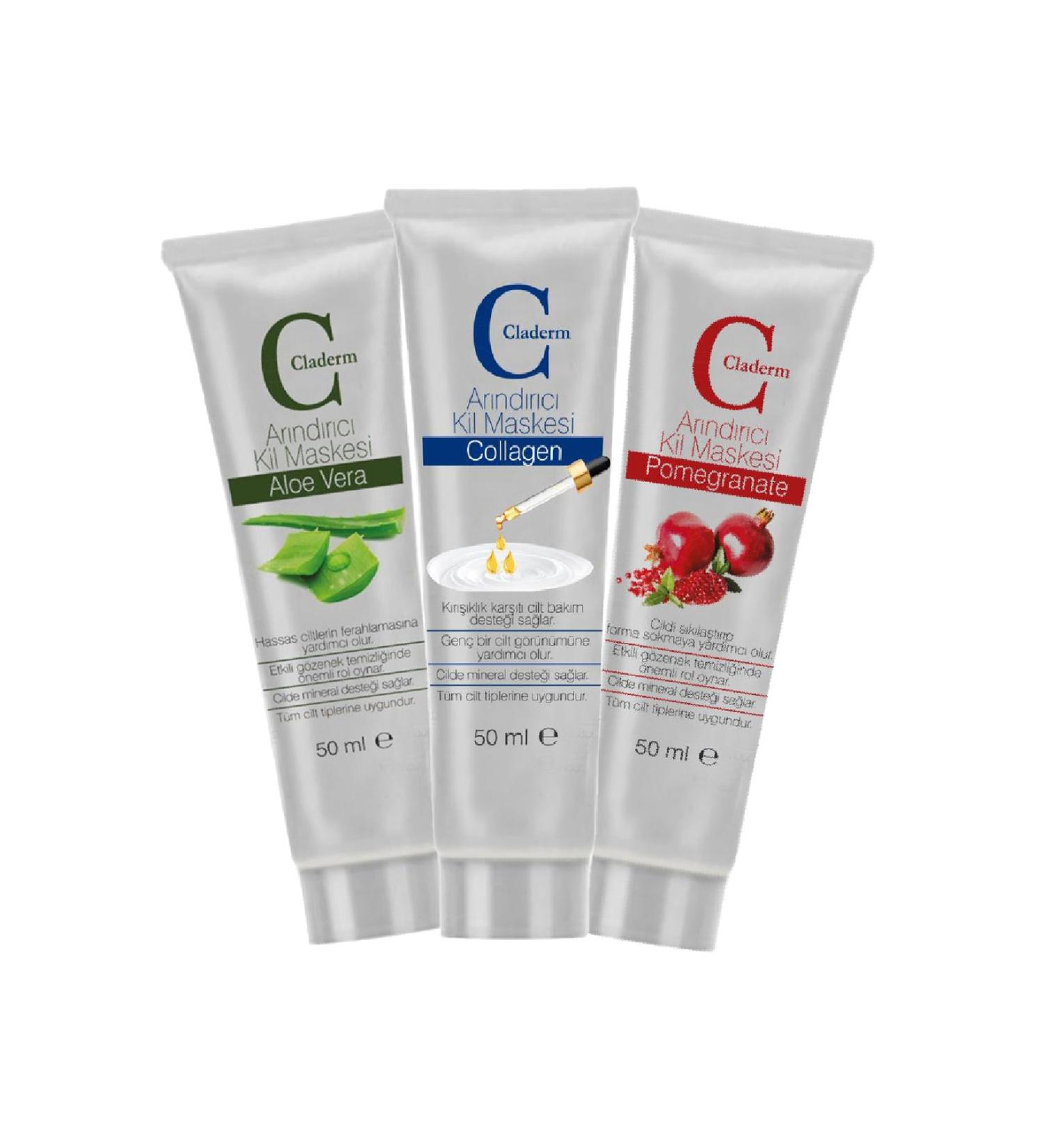 Claderm 50ml 3-pack (ALOE VERA-COLLAGEN-POMEGRANATE) Advantage Pack - Buy Online on GoSupps.com