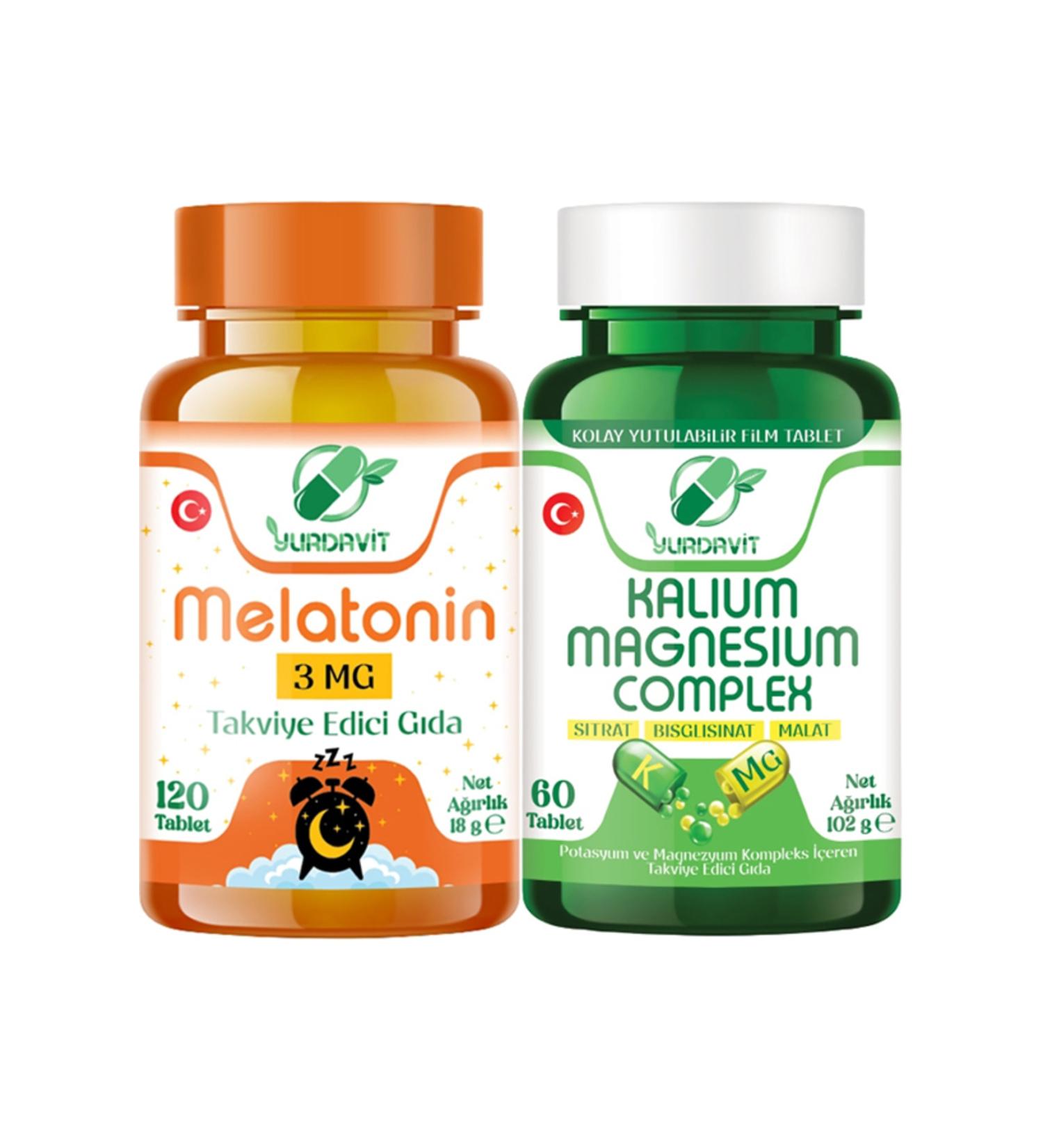 Yurdavit Melatonin 3 Mg 120 Tablets Kalium Magnesium Complex 60 Tablets