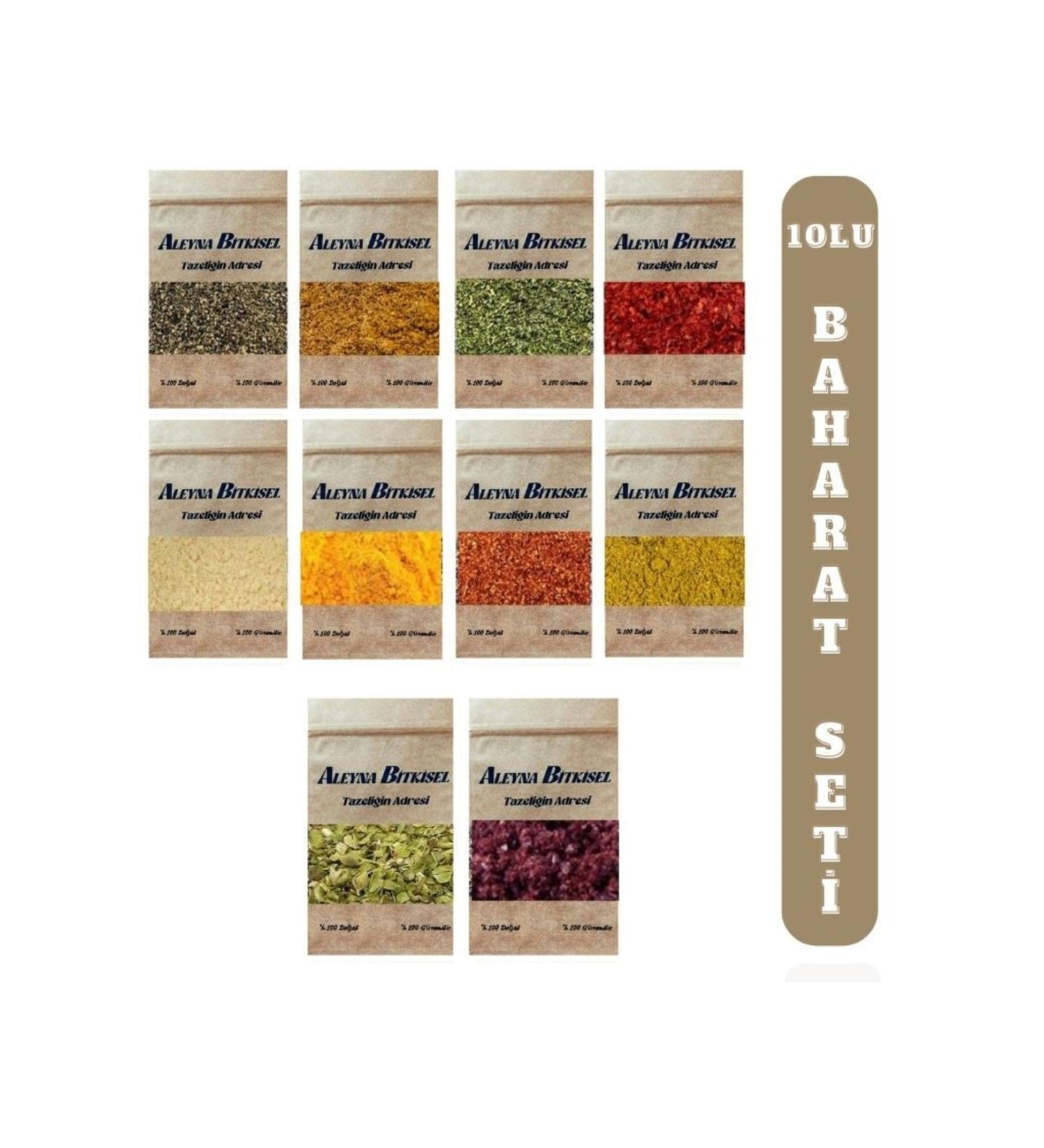 Aleyna Herbal Spice Set Mega 10 Black pepper mint sumac ginger ground pepper