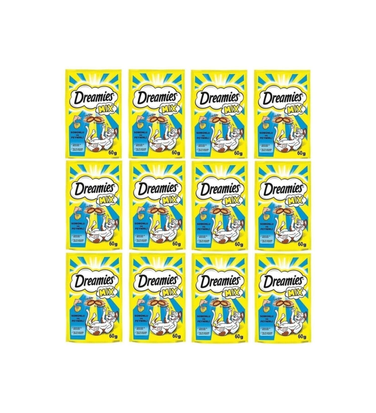 Dreamies Mix Salmon and Cheese Cat Treat 60 Gr (12 Pieces) - Buy Online on GoSupps.com