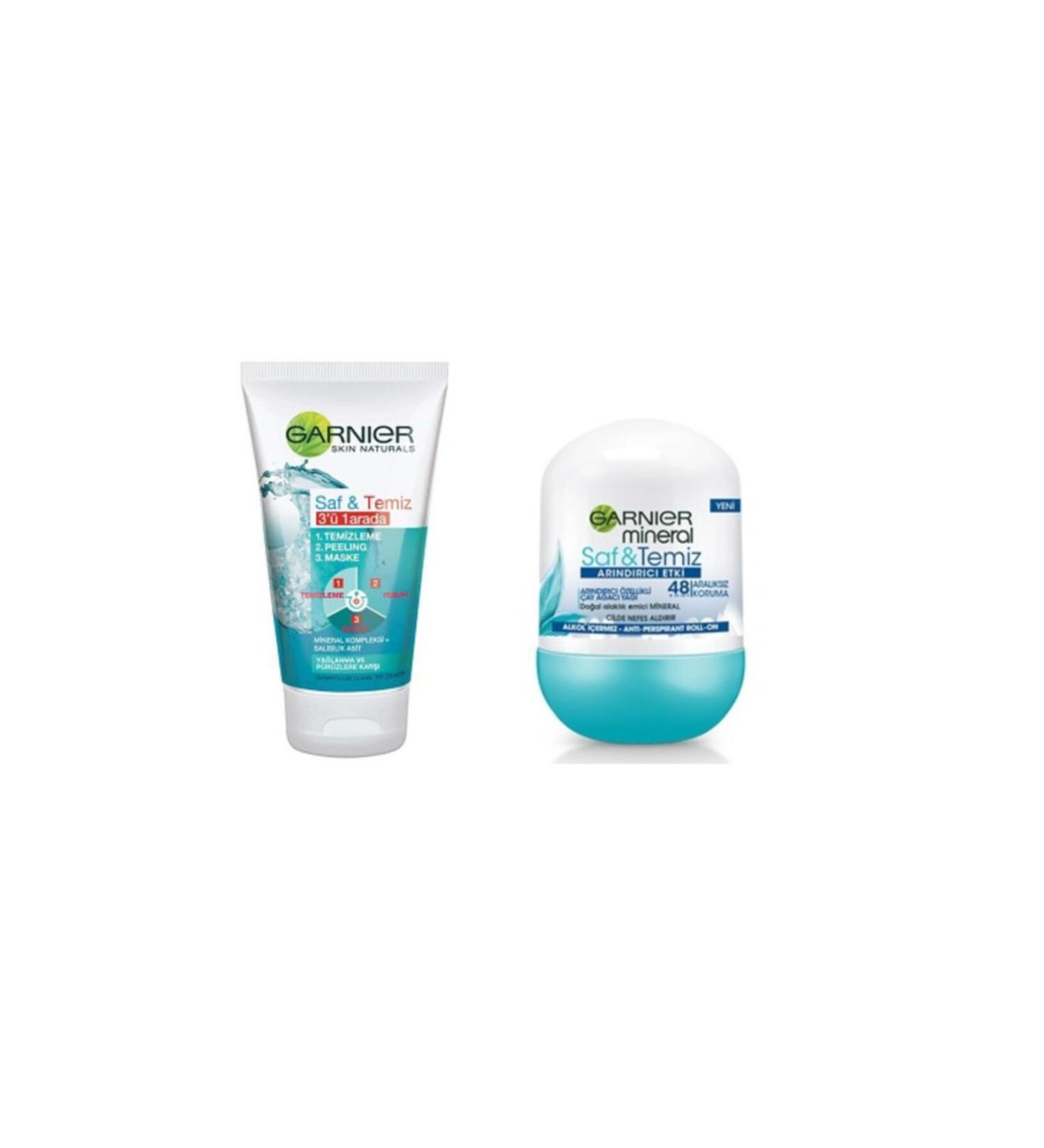 Garnier Mineral Spotless Protection Roll-on + Pure&Clean 3-in-1 Cleansing Peeling Mask - Buy Online on GoSupps.com