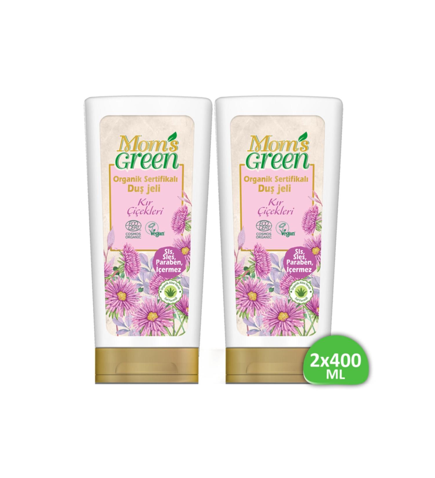 Mom's Green 2 Piece Set Organic Certified Shower Gel - Wild Flowers 400 +400ml