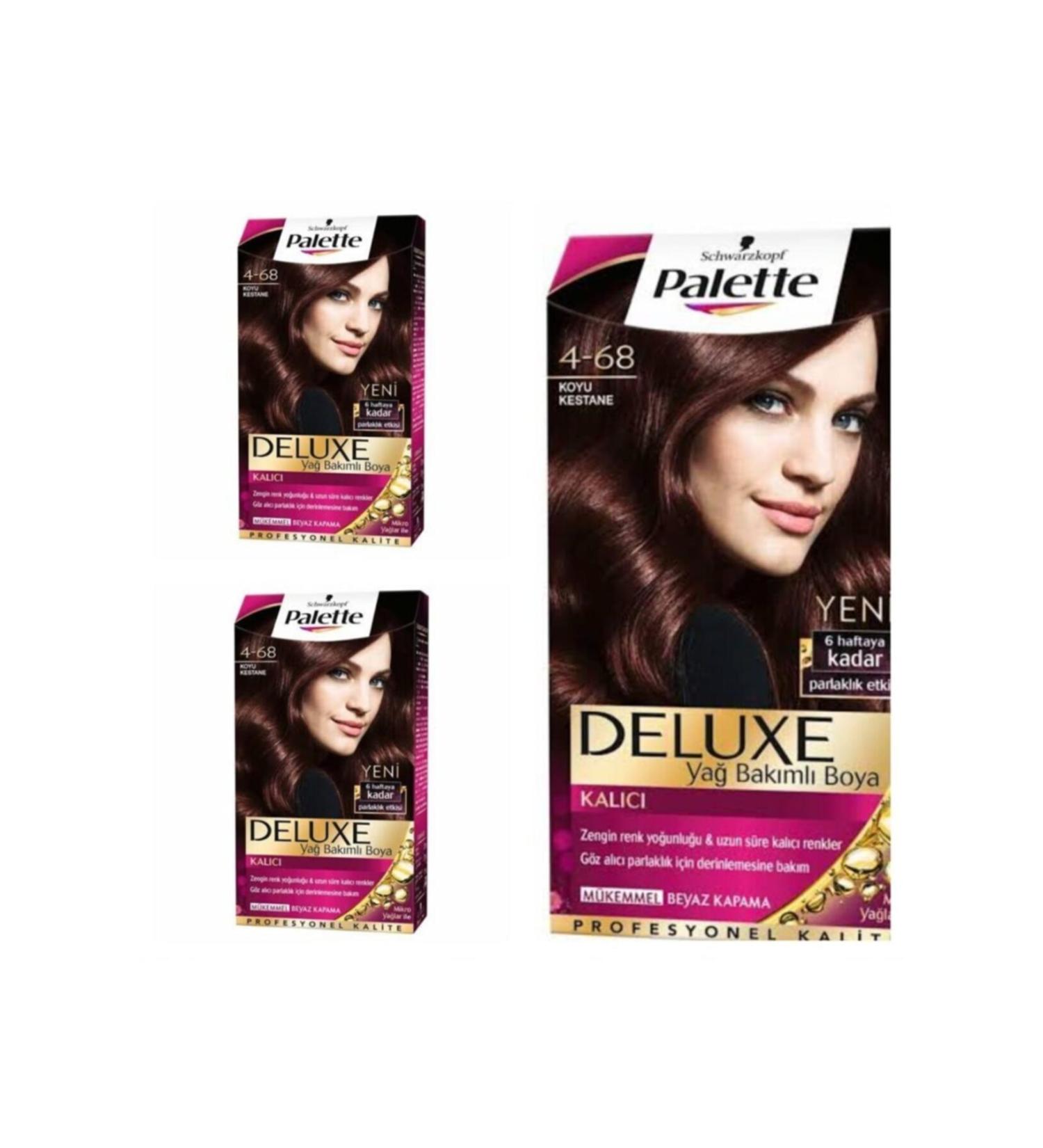 Palette Deluxe Hair Dye 4-68 Dark Chestnut 3 Pieces