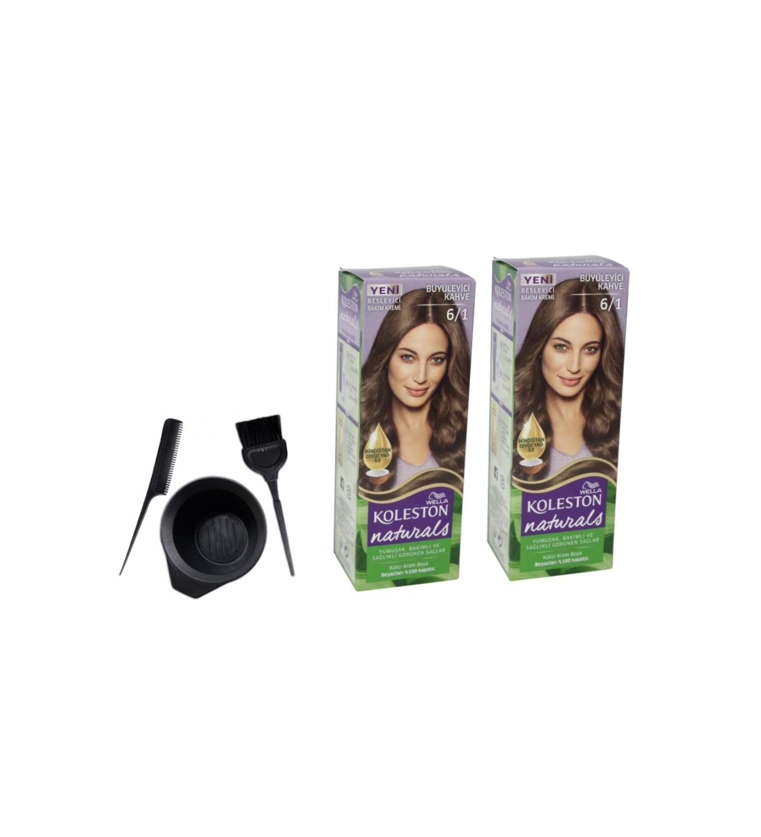 Wella Naturals Hair Dye 50ml 6/1 Fascinating Brownx2 Pieces+Dyeing Set