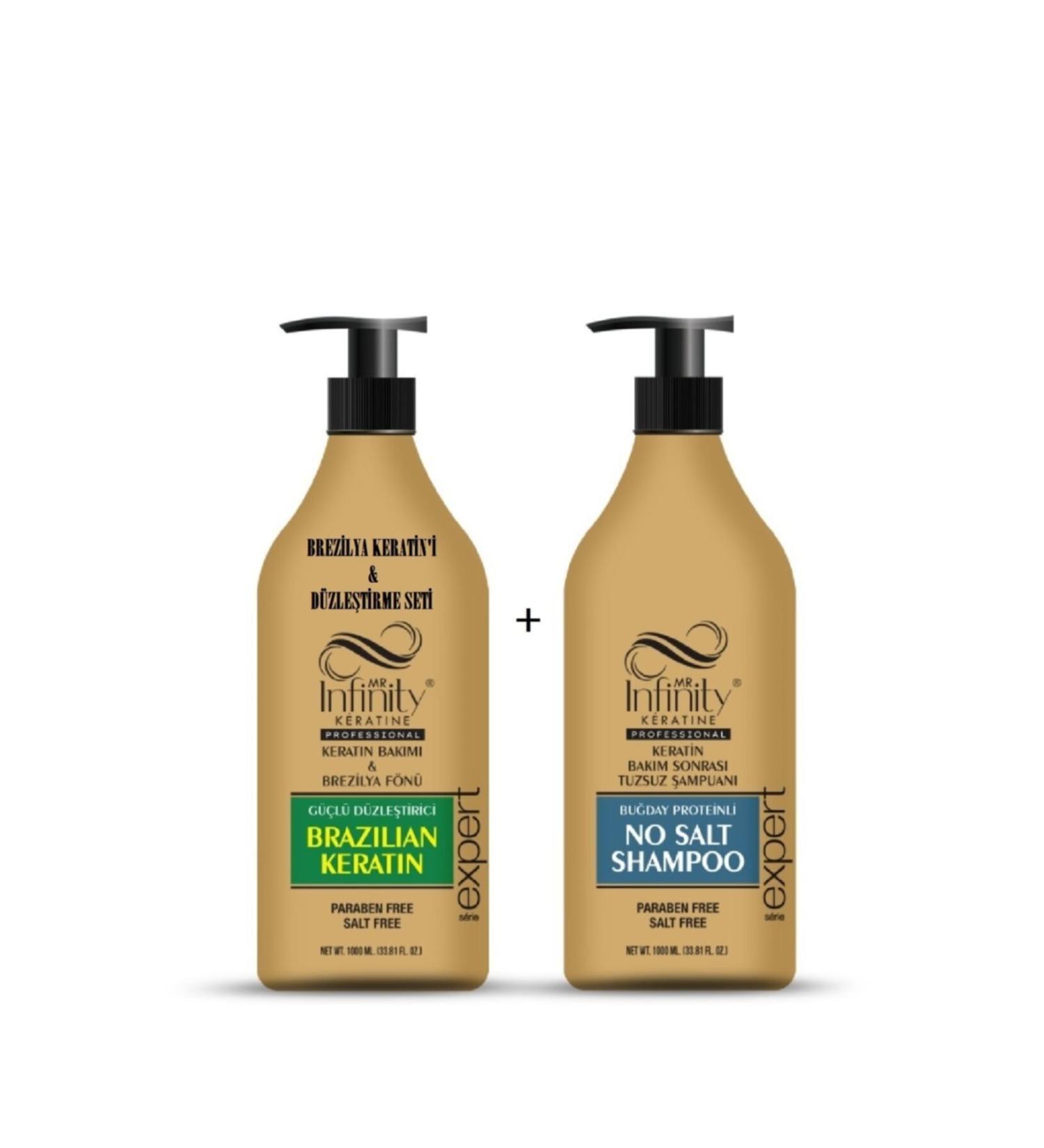 mr infinity Infinity Hair Straightener Keratin Care + Salt-Free Shampoo Set 1000 ml