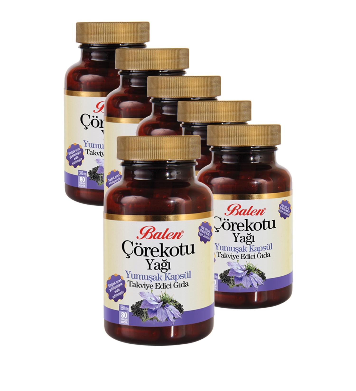 Balen Black Cumin Oil Softgel 1380mg*80 6 Pieces Black Cumin Oil Capsules 6 Boxes