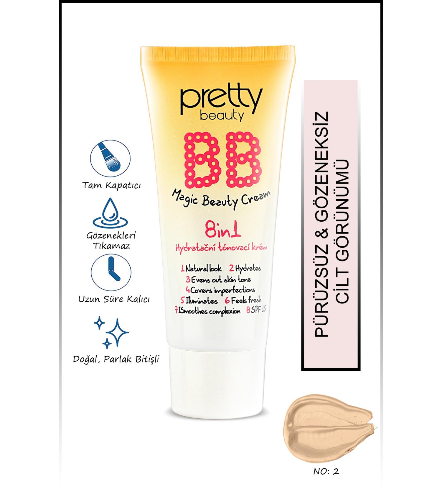 Pretty Beauty Intensive Coverage BB Cream 8in1 Natural Coverage No:2