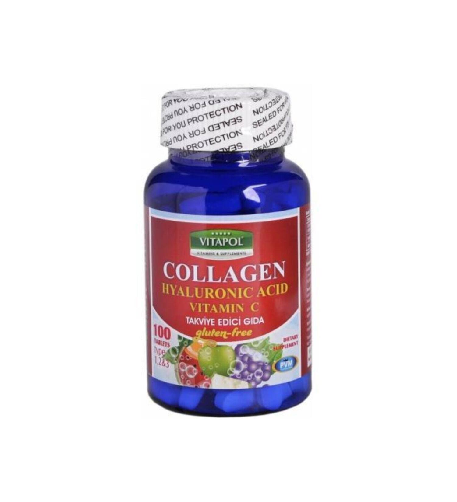 Vitapol Collagen Hyaluronic Acid Vitamin C 100 Tablets August 2024 Unflavored