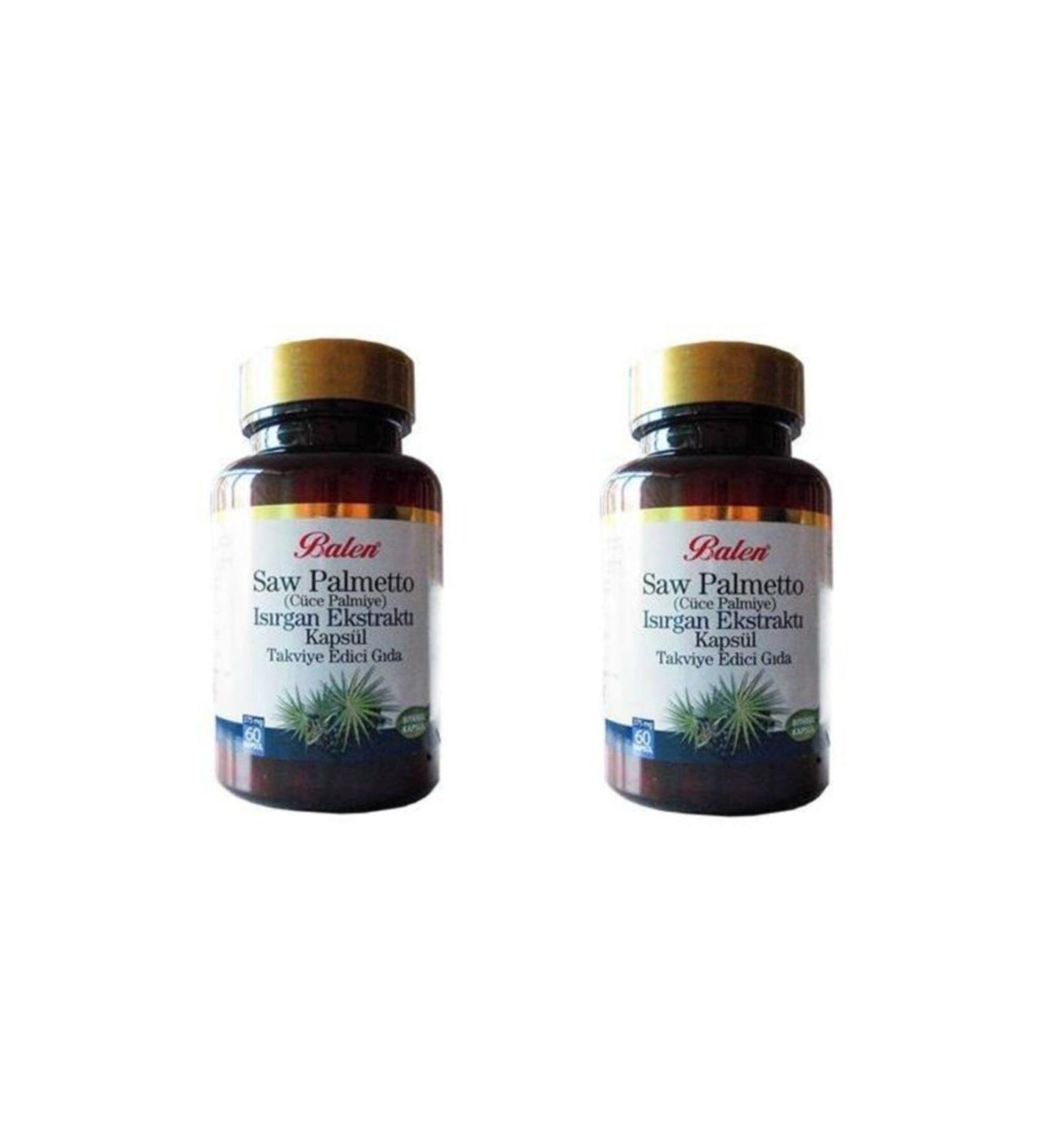 Balen 2 Pieces Saw Palmetto Dwarf Palm Nettle Extract 375mg 60