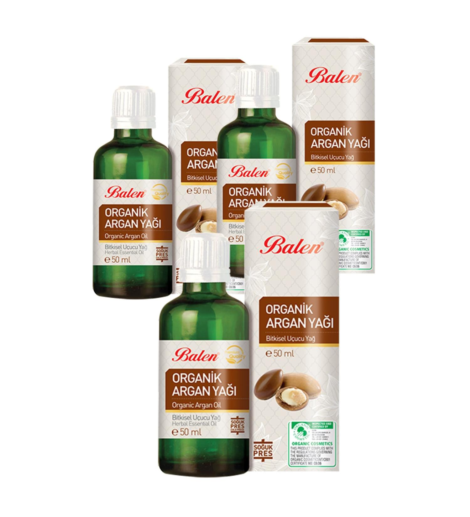 Balen 3 Boxes Organic Argan Oil 50 ml X 3 Organic Certified Argan Oil