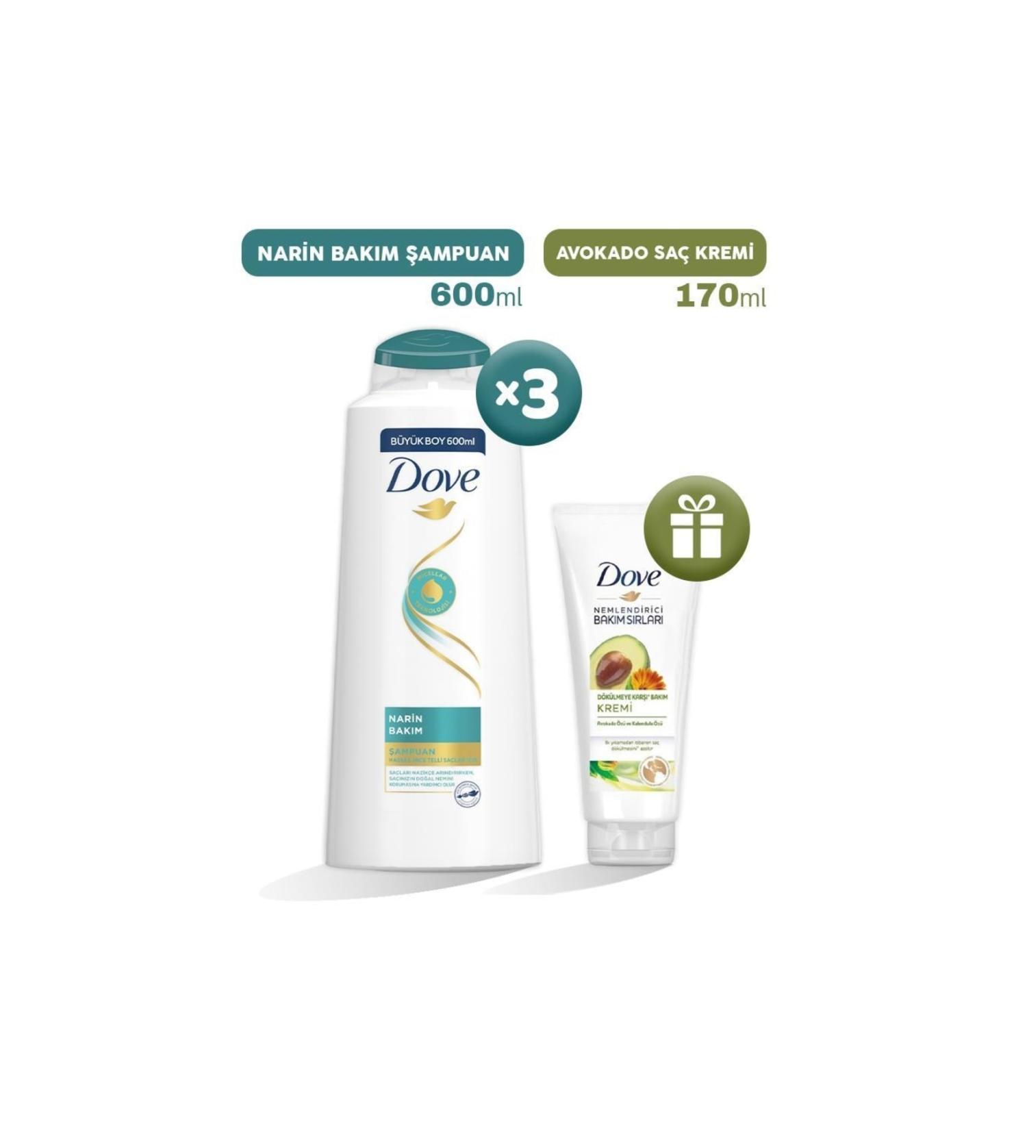 Dove Delicate Care Shampoo 600 Ml X 3 Avocado Hair Conditioner Gift