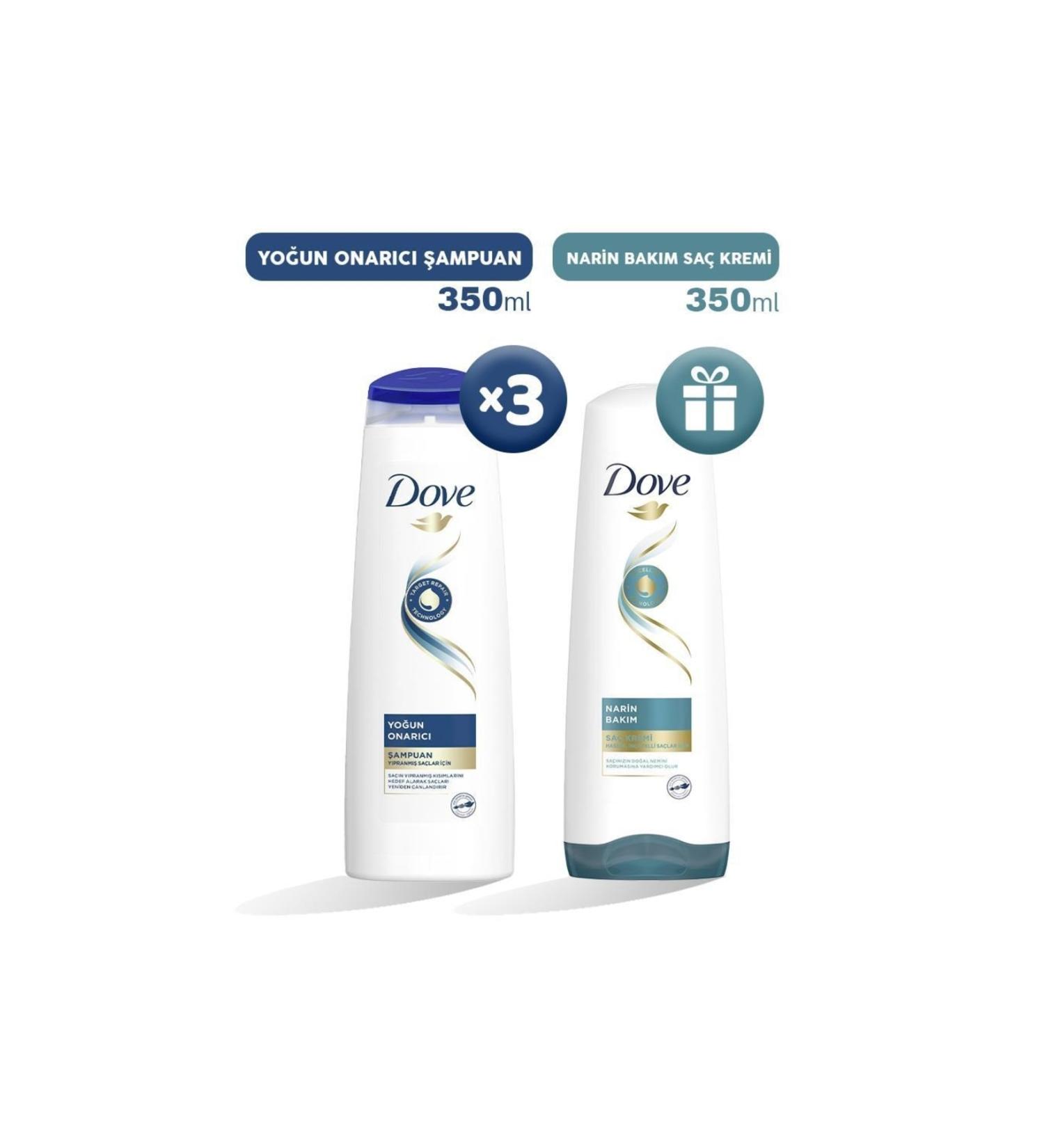 Dove Shampoo Intensive Repair 350 Ml X 3 Hair Conditioner Gift