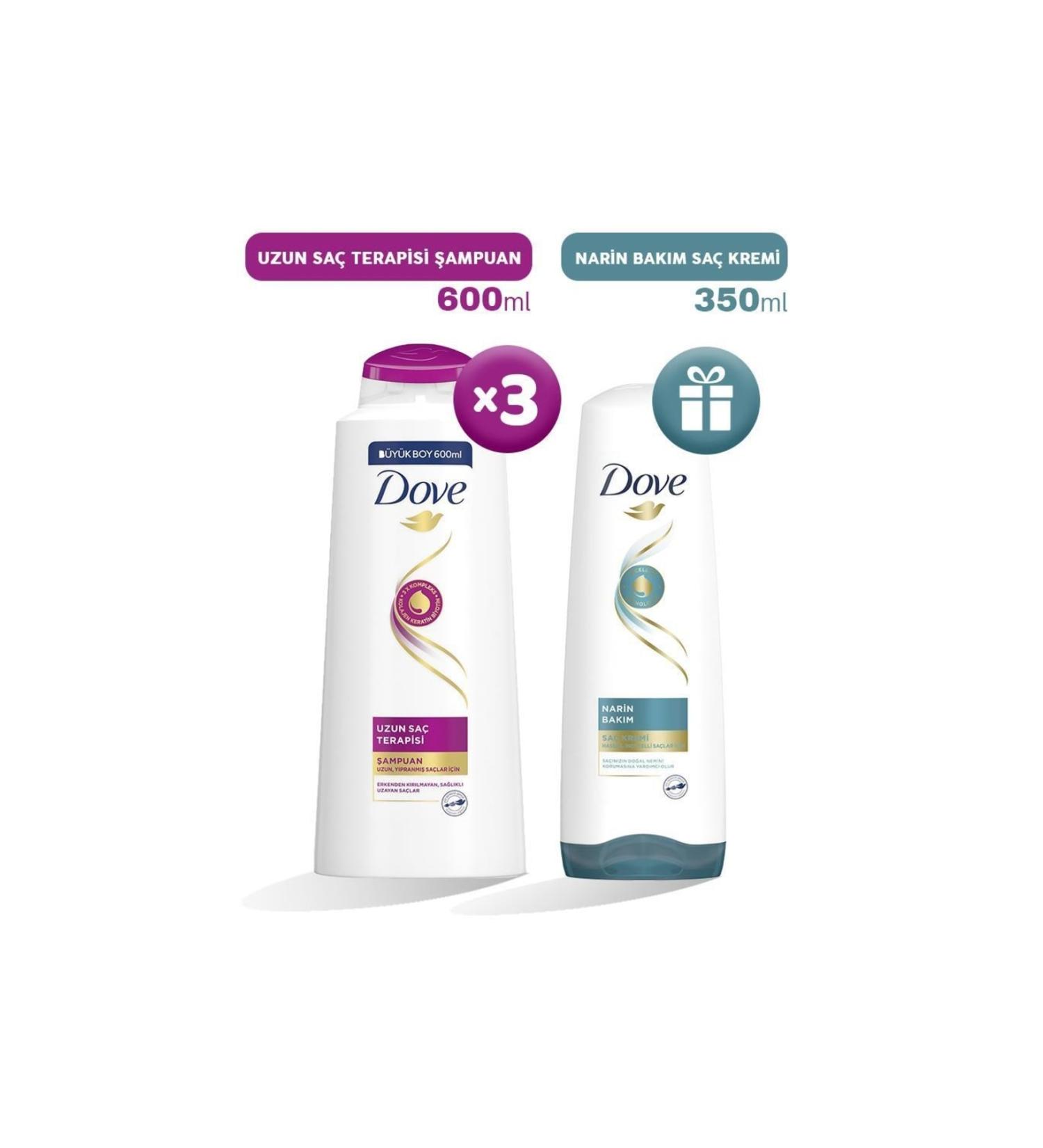 Dove Shampoo Long Hair Therapy 600 Ml X 3 Hair Conditioner Gift