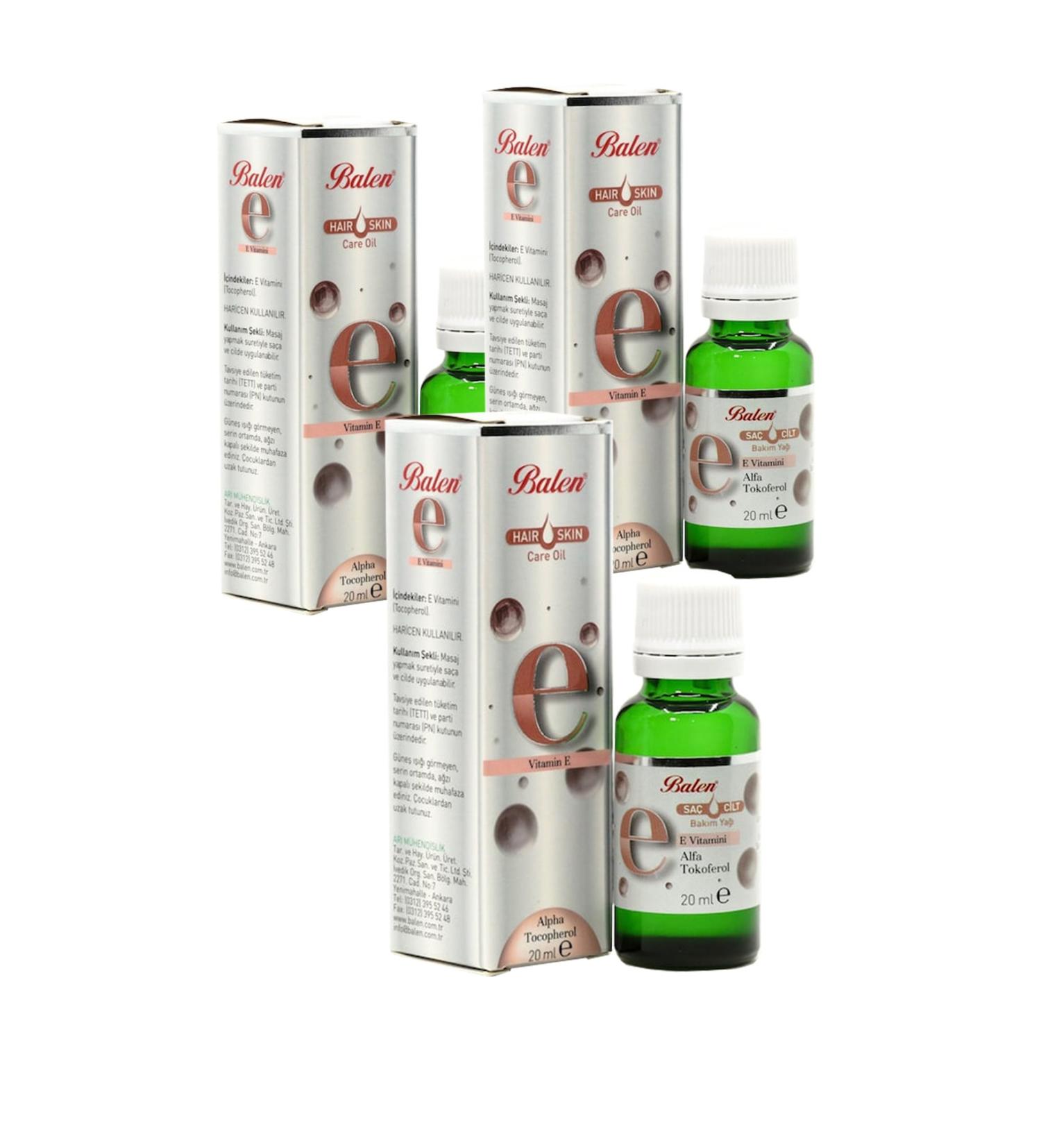 Balen 3 Boxes Vitamin E 20 Ml. Hair and Skin Care Oil Vitamin E 3 Pieces 20 Cc. Vitamin E