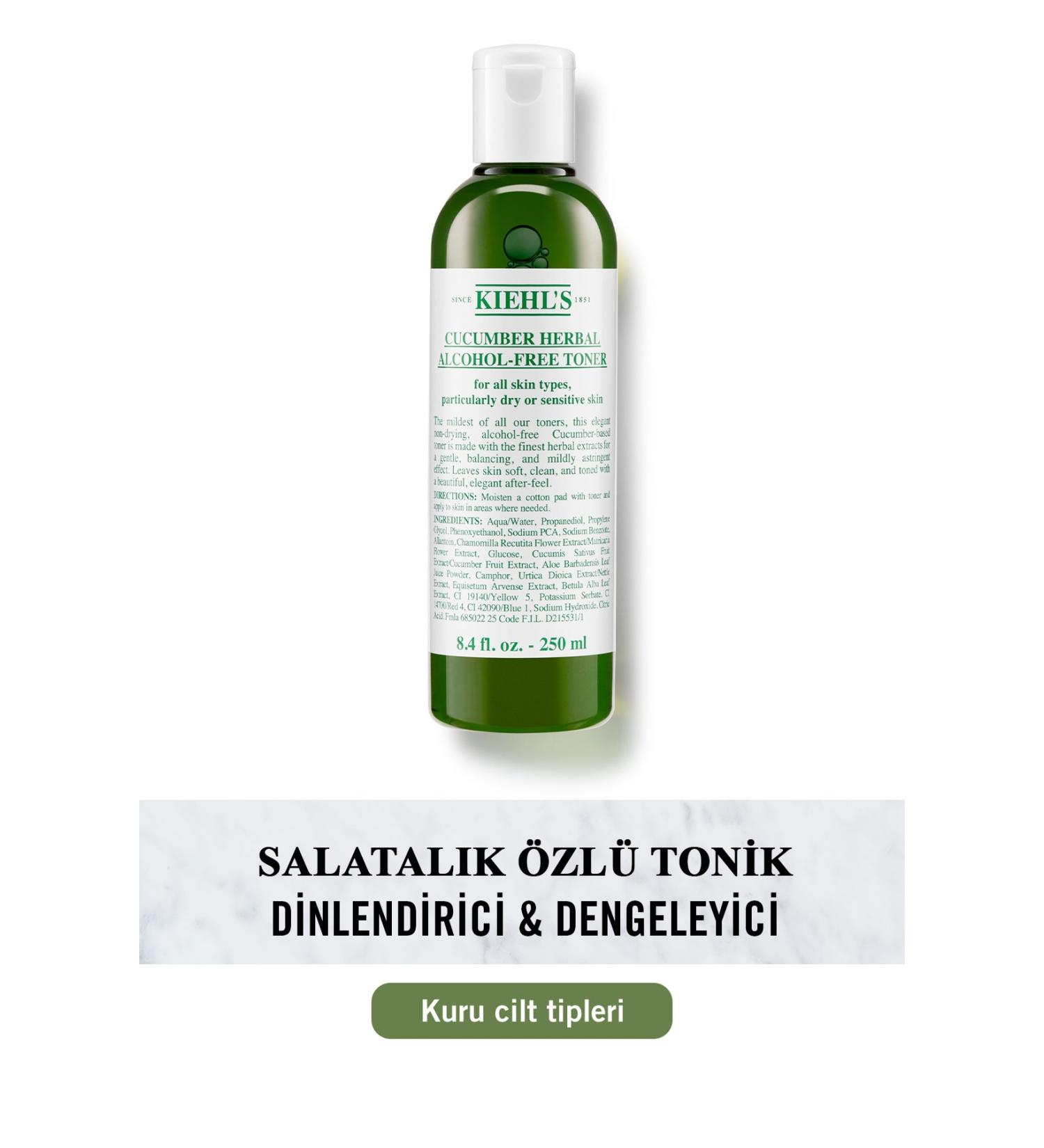 Kiehl's Cucumber Herbal Toner for Dry and Sensitive Skin with Cucumber Extract Alcohol-Free 250 ml - Buy Online on GoSupps.com