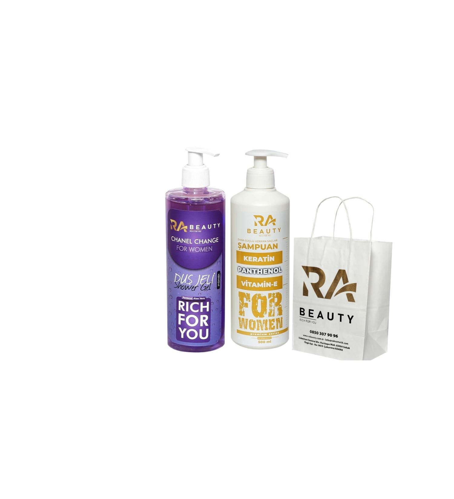 RA BEAUTY Salt-Free Women's Shampoo (+1pc) Shower Gel Ra Bag Gift