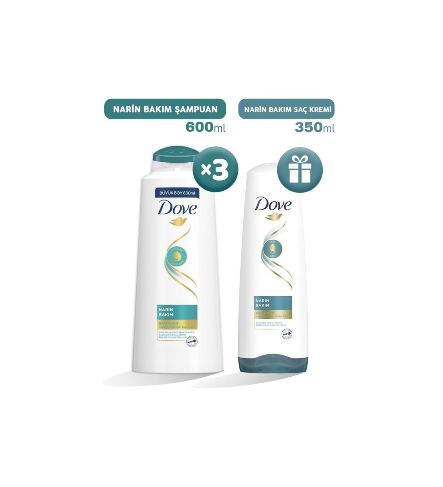 Dove Delicate Care Shampoo 600 Ml X 3 Hair Conditioner Gift