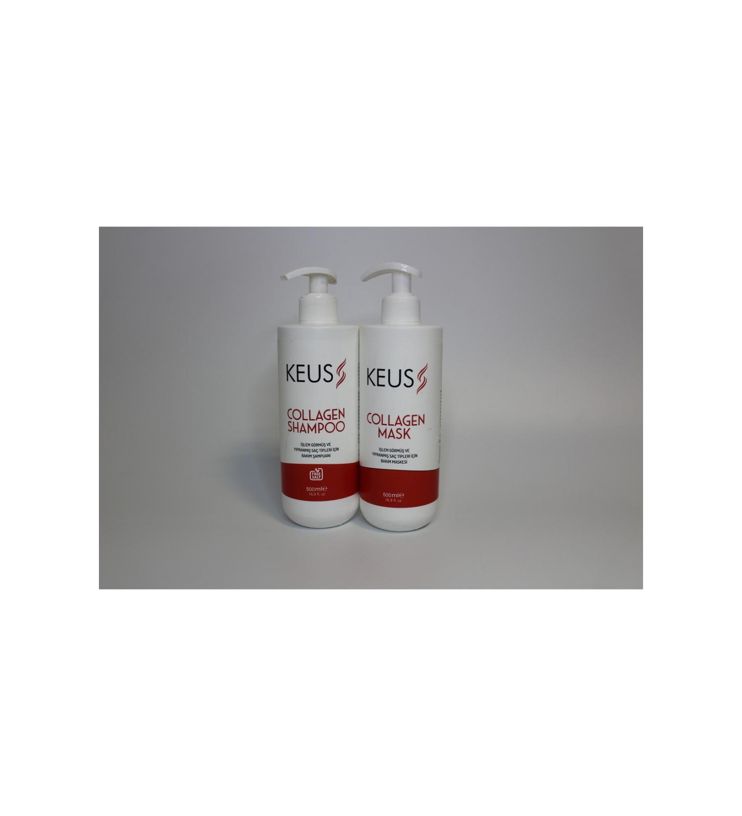 KEUS Collagen Shampoo 500ml. + Collagen Mask 500ml Hair Care Set . ozk10030