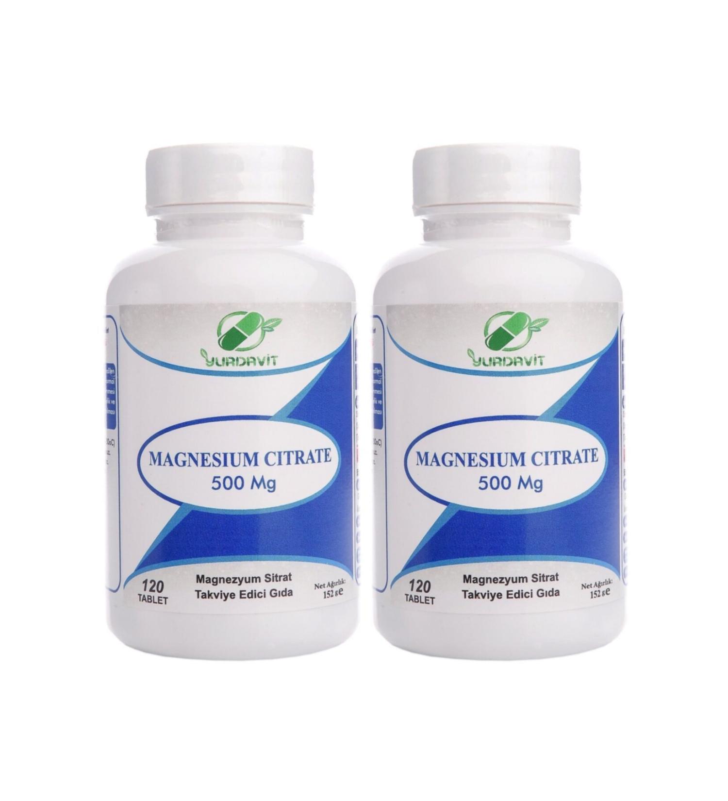 Yurdavit Magnesium Citrate 500 Mg 2 Pieces 120 Tablets Skt March 2024 Free Shipping