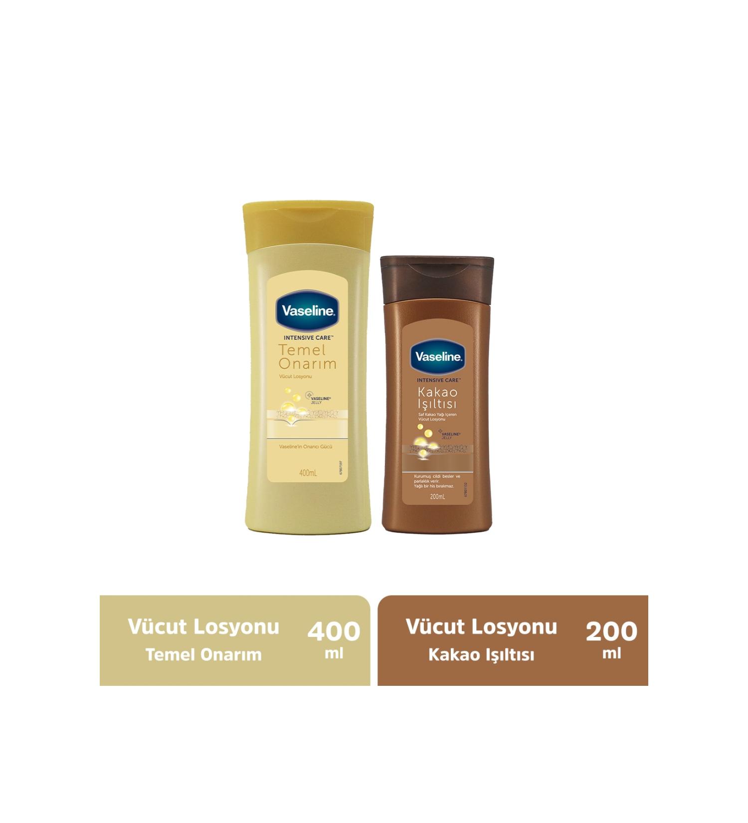 Vaseline Lotion Essential 400 Ml + Lotion Cocoa 200 Ml