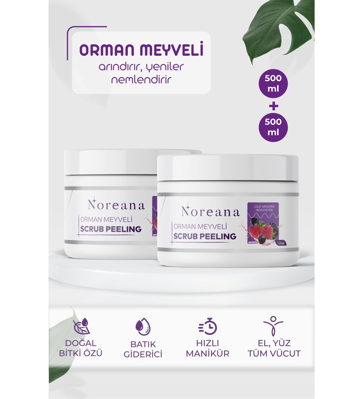 Noreana 2-Piece Forest Fruit Scrub Whole Body Peeling 500ml Strawberry Leg & Ingrown Hair Remover & Fast Manicure Effect