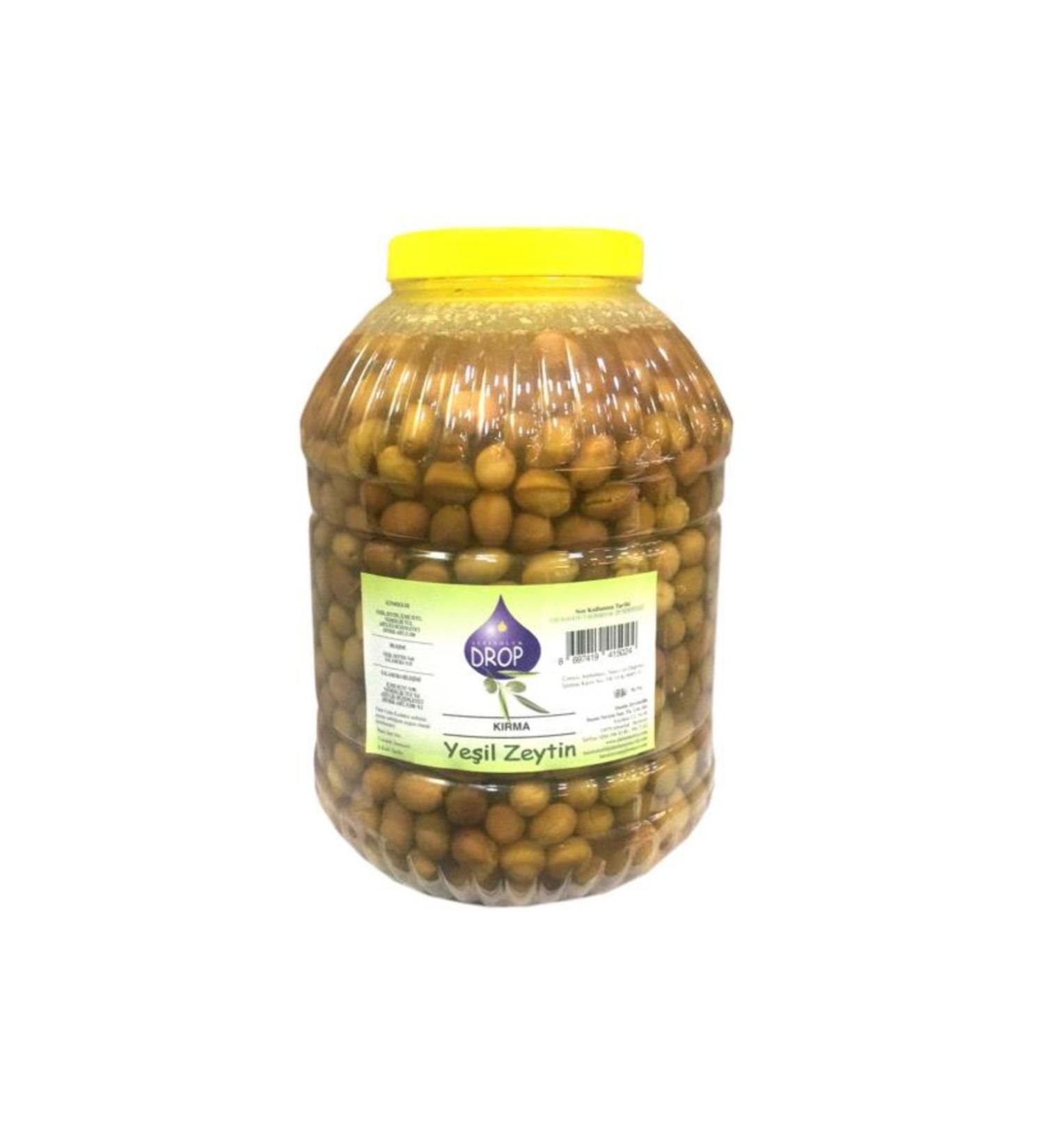DROP OLIVE OLIVE OIL Drop Edremit Cracked Green Olives 5 Pet (l) Net: 3500 G