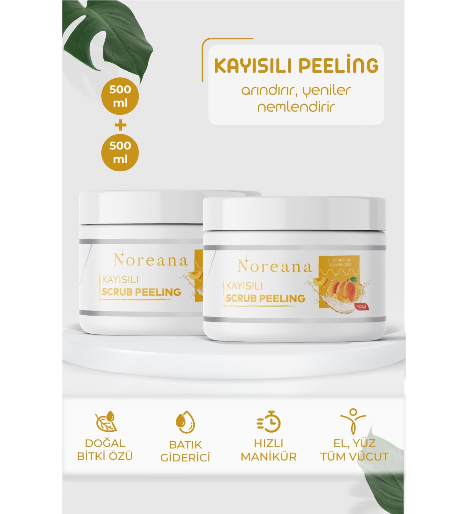 Noreana 2 Pack Apricot Extract Scrub Whole Body Peeling 500ml Ingrown Hair Remover & Fast Manicure Effective