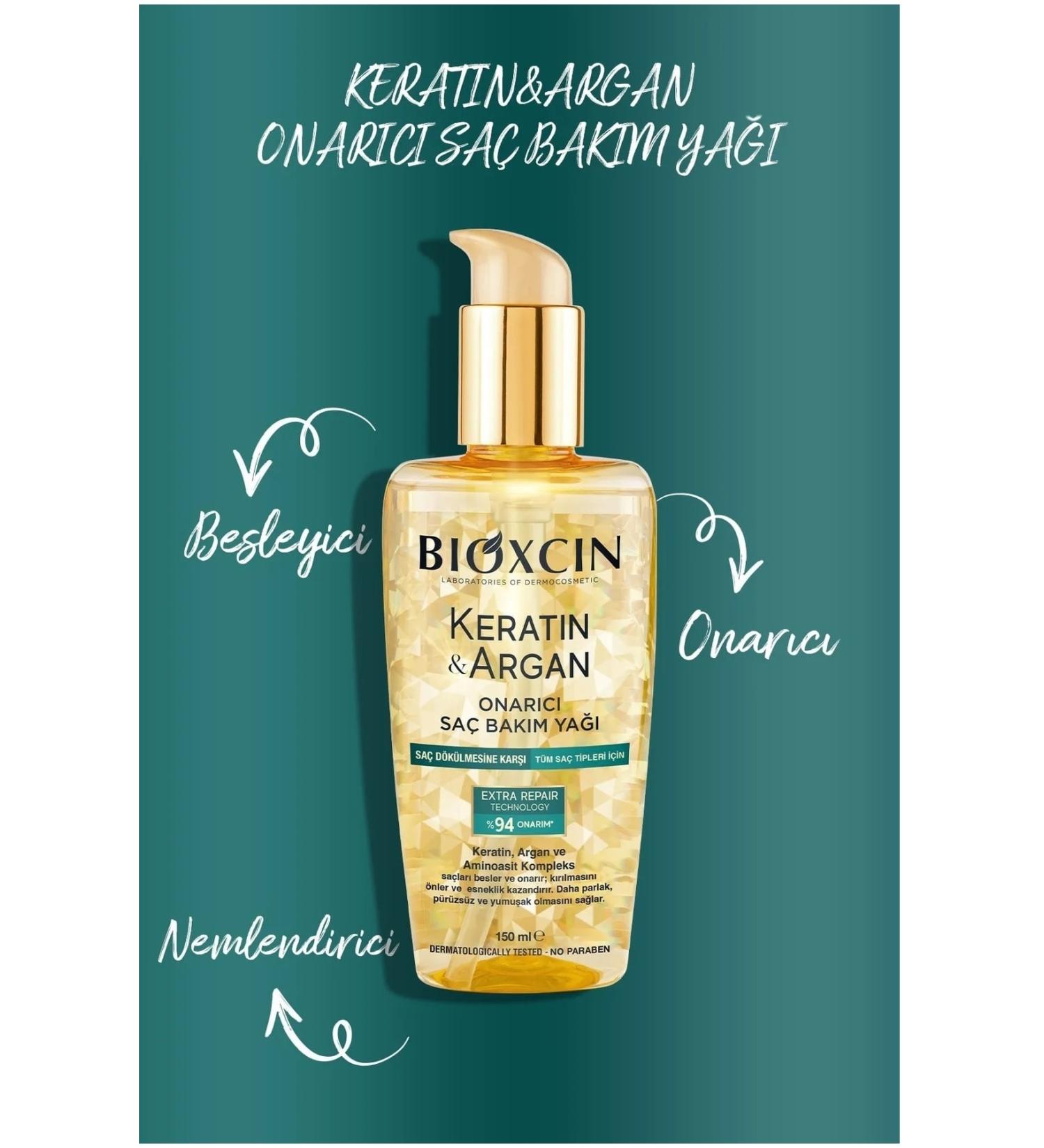 Bioxcin Keratin & Argan Repairing Hair Care Oil 150 Ml - Buy Online on GoSupps.com
