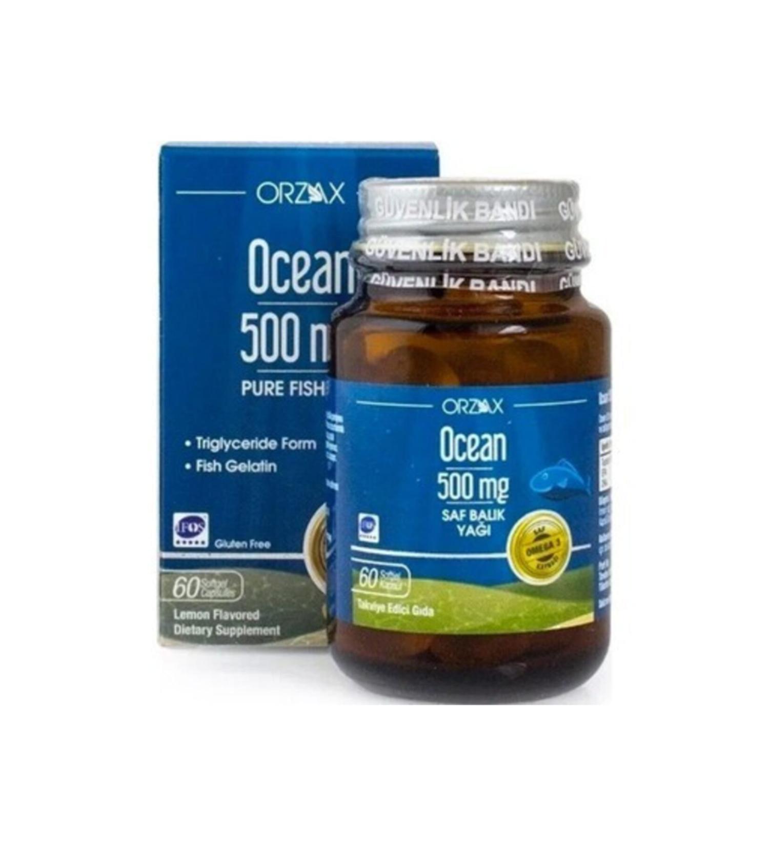 Ocean Pure Fish Oil Omega 3 - 500 Mg 60 Capsules - Lemon Flavor