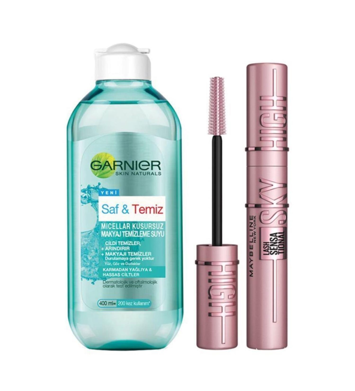 Maybelline New York Maybelline Sky High Extra Black Mascara + Garnier Micellar Cleanser