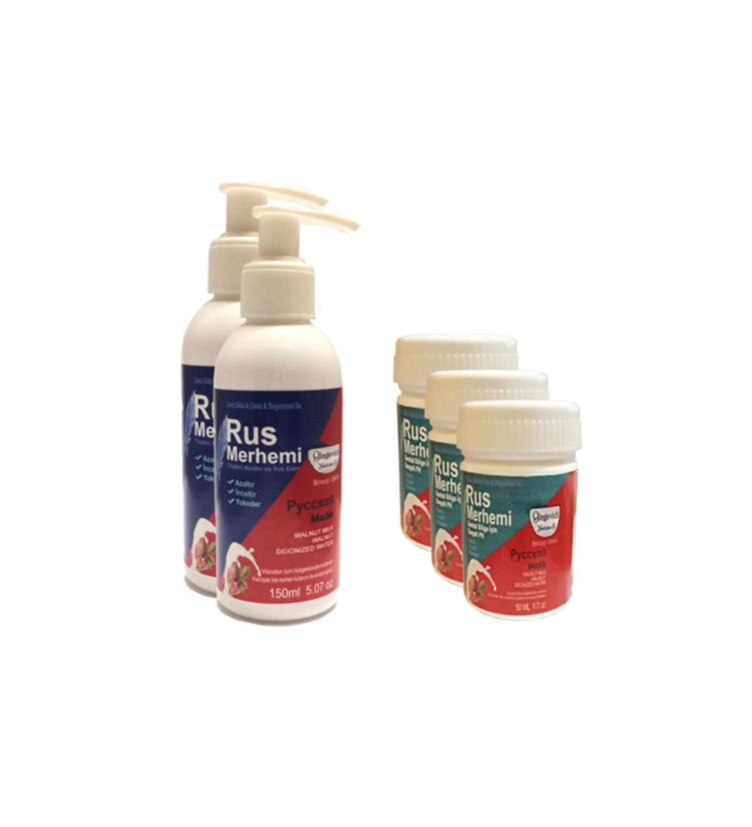 Olegovich Medicine Russian Ointment Hair Removal Cream Ointment 150 Ml 2 Pieces + Russian Ointment Genital Area Cream 50 Ml 3 Pieces