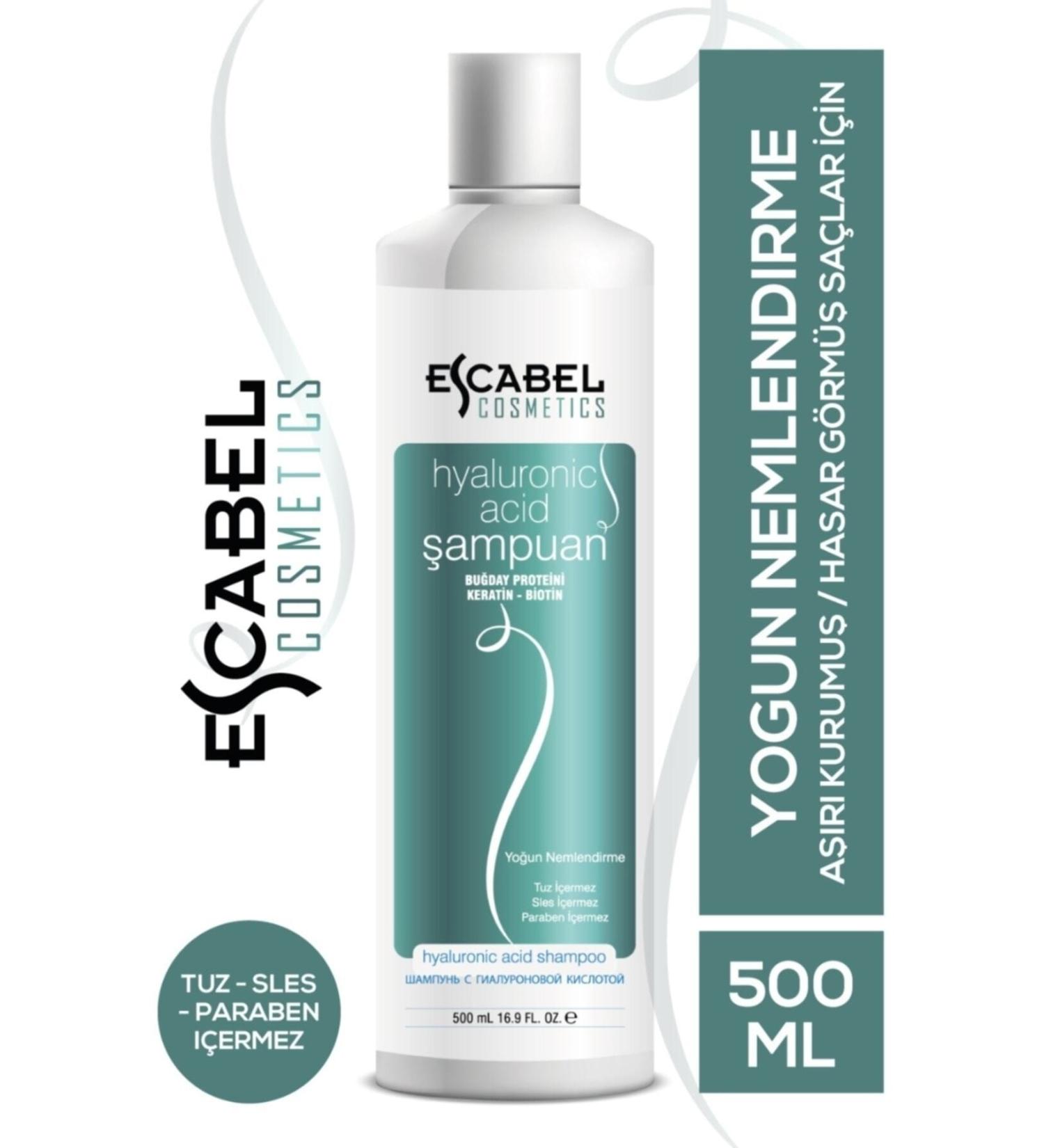 Escabel Intensive Moisturizing Hyaluronic Shampoo Sles Paraben Free Biotin Salt Free 500 ml Shampoo - Buy Online on GoSupps.com