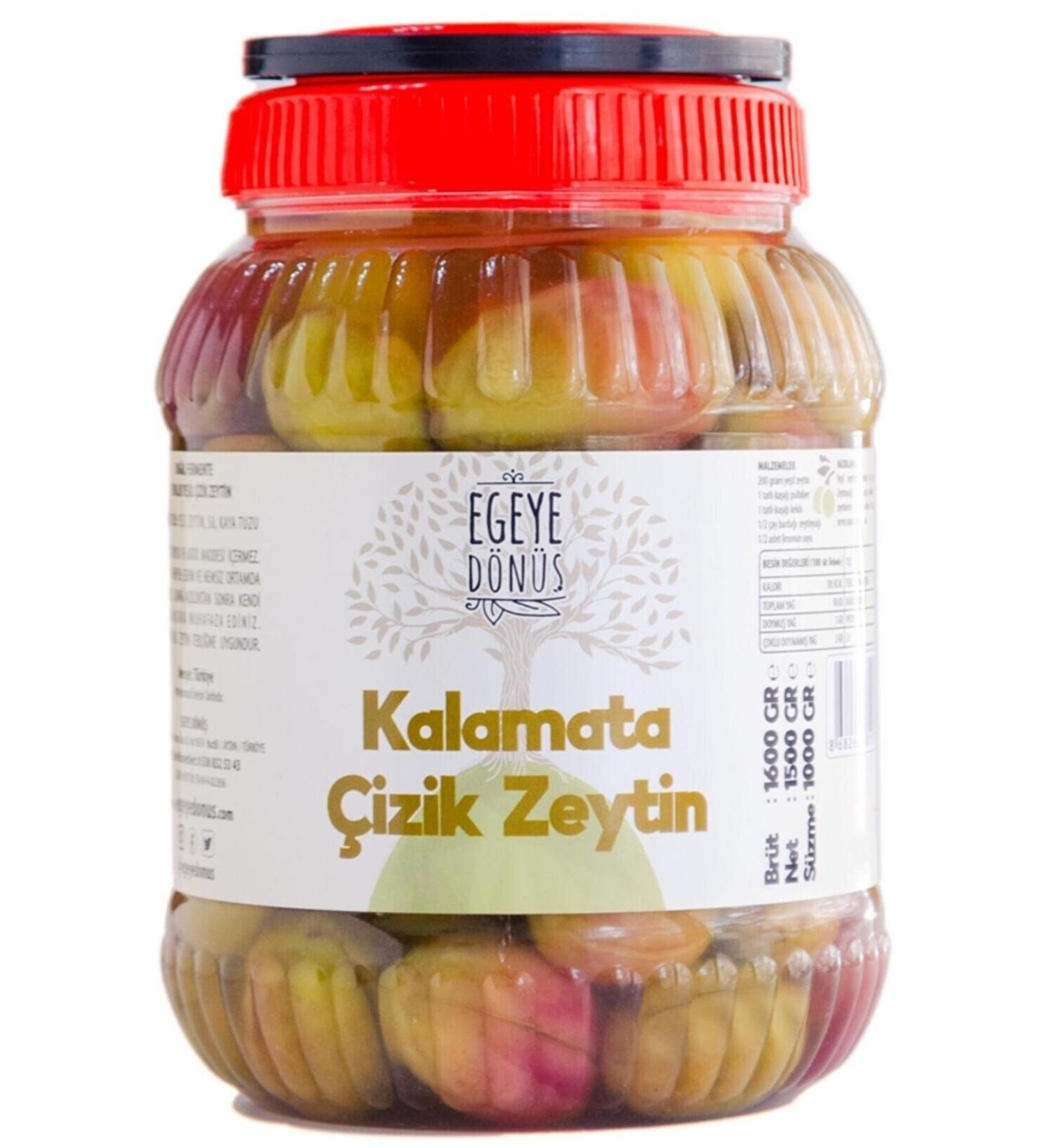 BACK TO THE AEGEAN Homemade Traditional Kalamata Large Green Scratched Olives Bonito - 1 Kg. (CONTAINS ONLY SALT AND WATER) - Buy Online on GoSupps.com