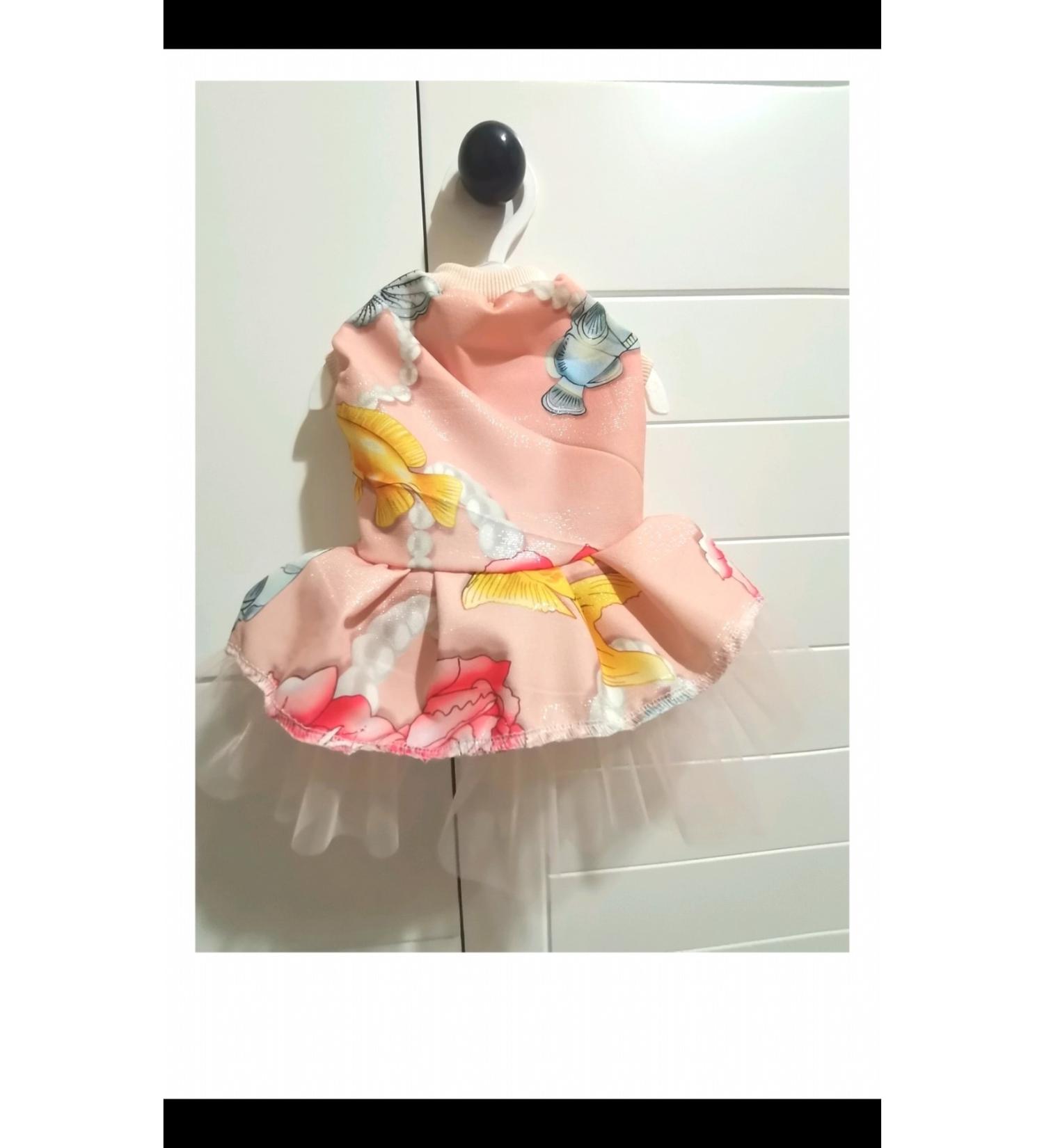 atelyu Cat Dog Clothes Dresses Salmon Patterned Tulle Dress - Buy Online on GoSupps.com