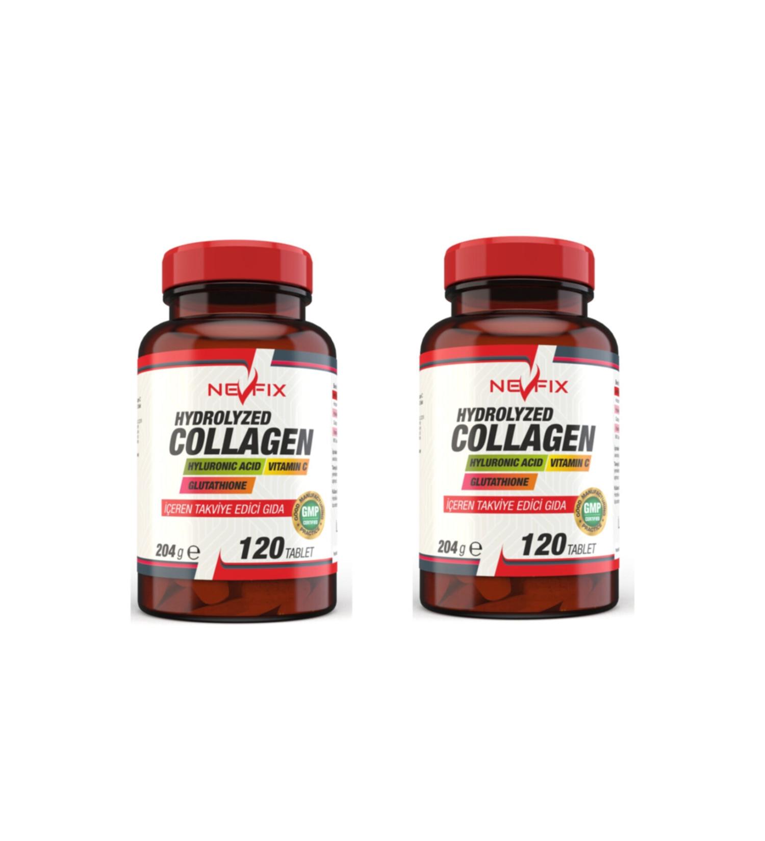 Nevfix Collagen Hyaluronic Acid Vitamin C 120 Tablets 2 Boxes Total 240 Tablets