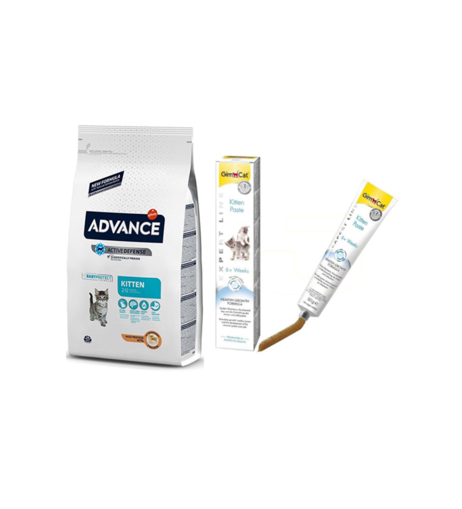 Advance Kitten Cat Food 1.5 Kg + Gimcat Kitten Paste 50 Gr (original)