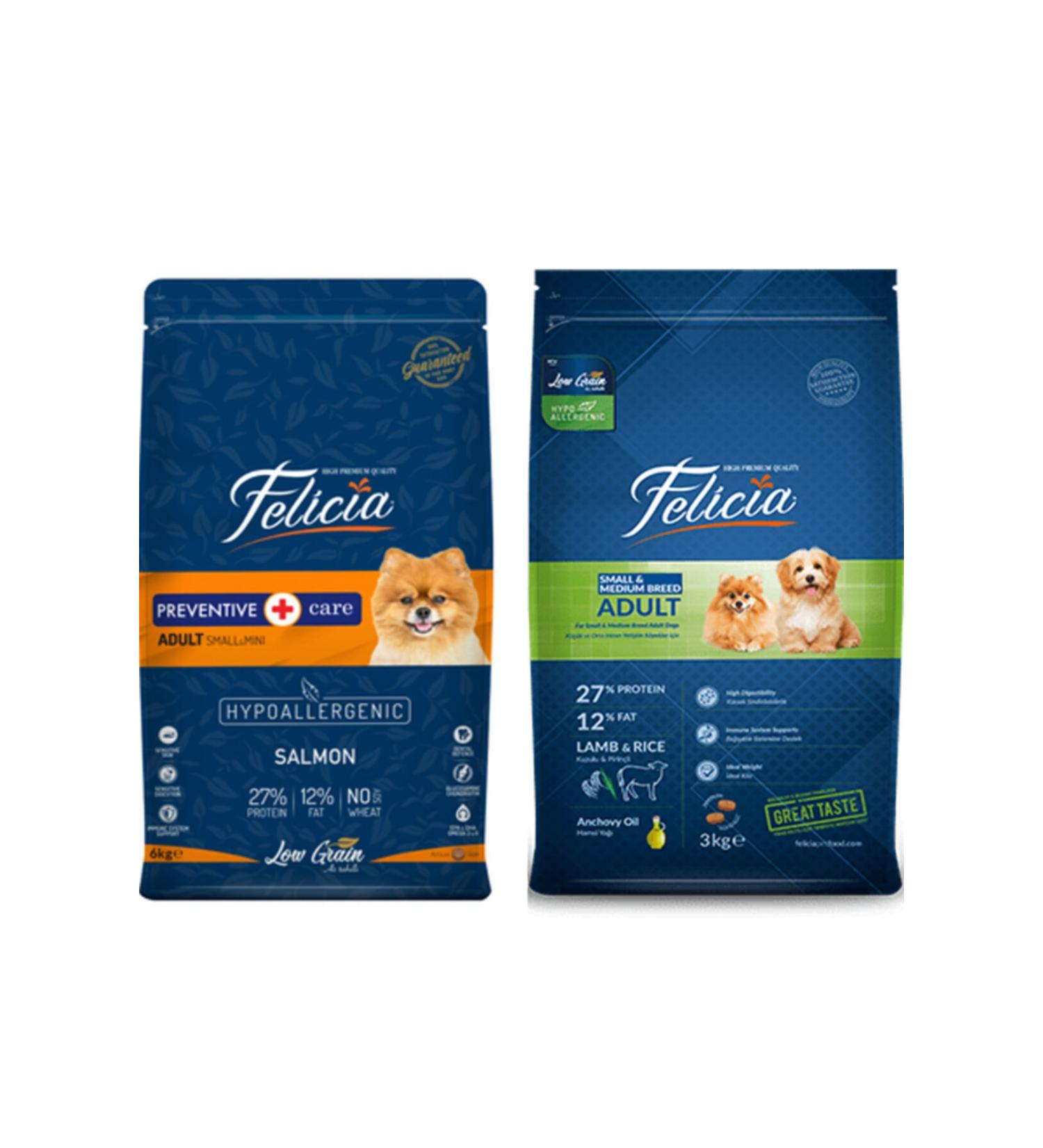 Felicia Small Breed Salmon Dog Food 3 kg + Small Breed Adult Lamb Dog Food 3 kg