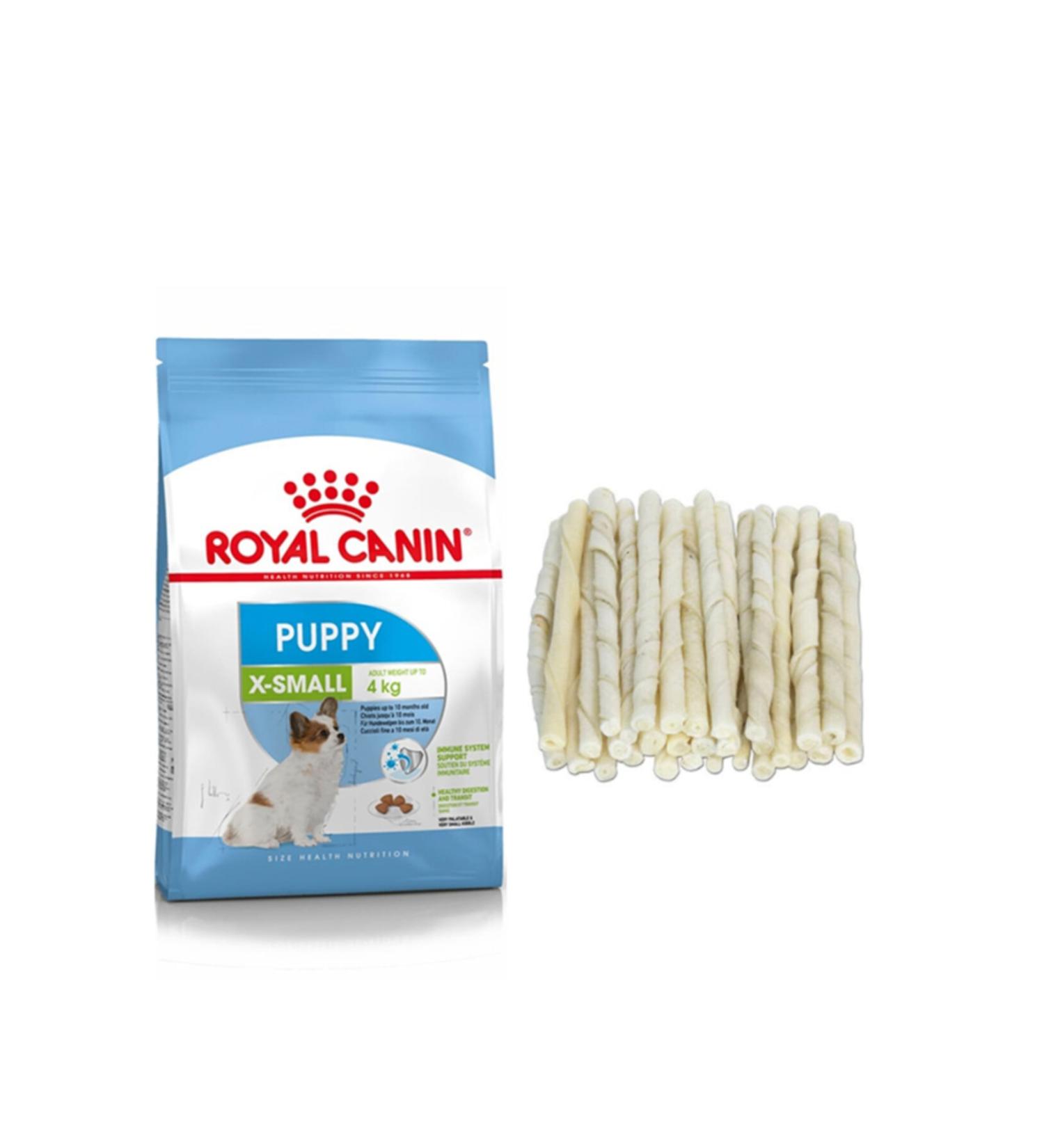 Royal Canin Xsmall Puppy Dog Food 3 Kg + 10 Milky Twist Bones (original)