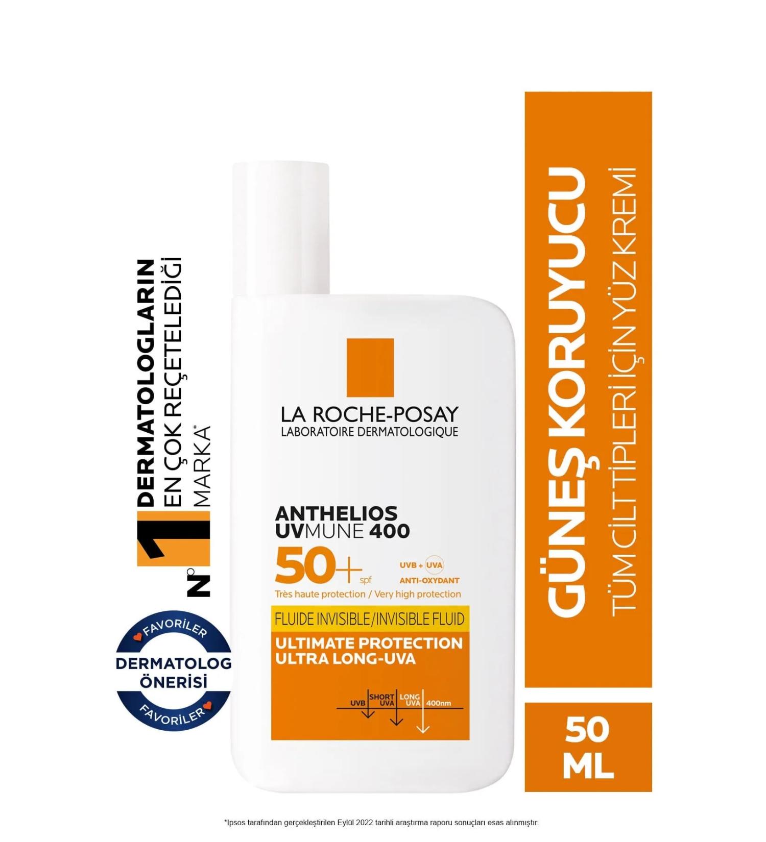 La Roche Posay Anthelios Uvmune Fluid Spf 50 Face Sun Cream for All Skin Types 50 Ml - Buy Online on GoSupps.com