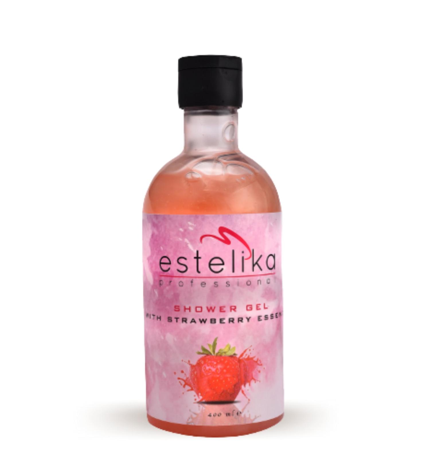 Estelika Professional Aloe Vera Extract and Vitamin E Moisturizing Strawberry Flavored Shower Gel 400ml