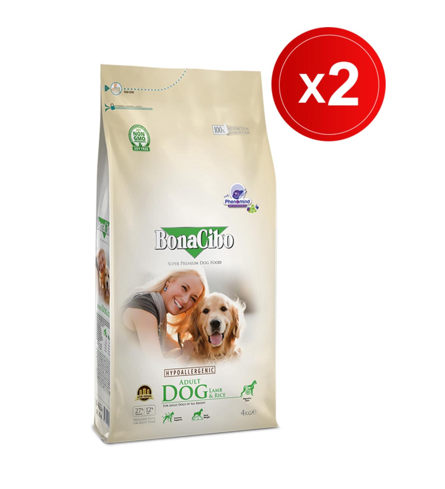 BonaCibo Adult Dog Lamb & Rice 4 Kg X 2 Pieces Lamb Meat and Rice Adult Dog Food